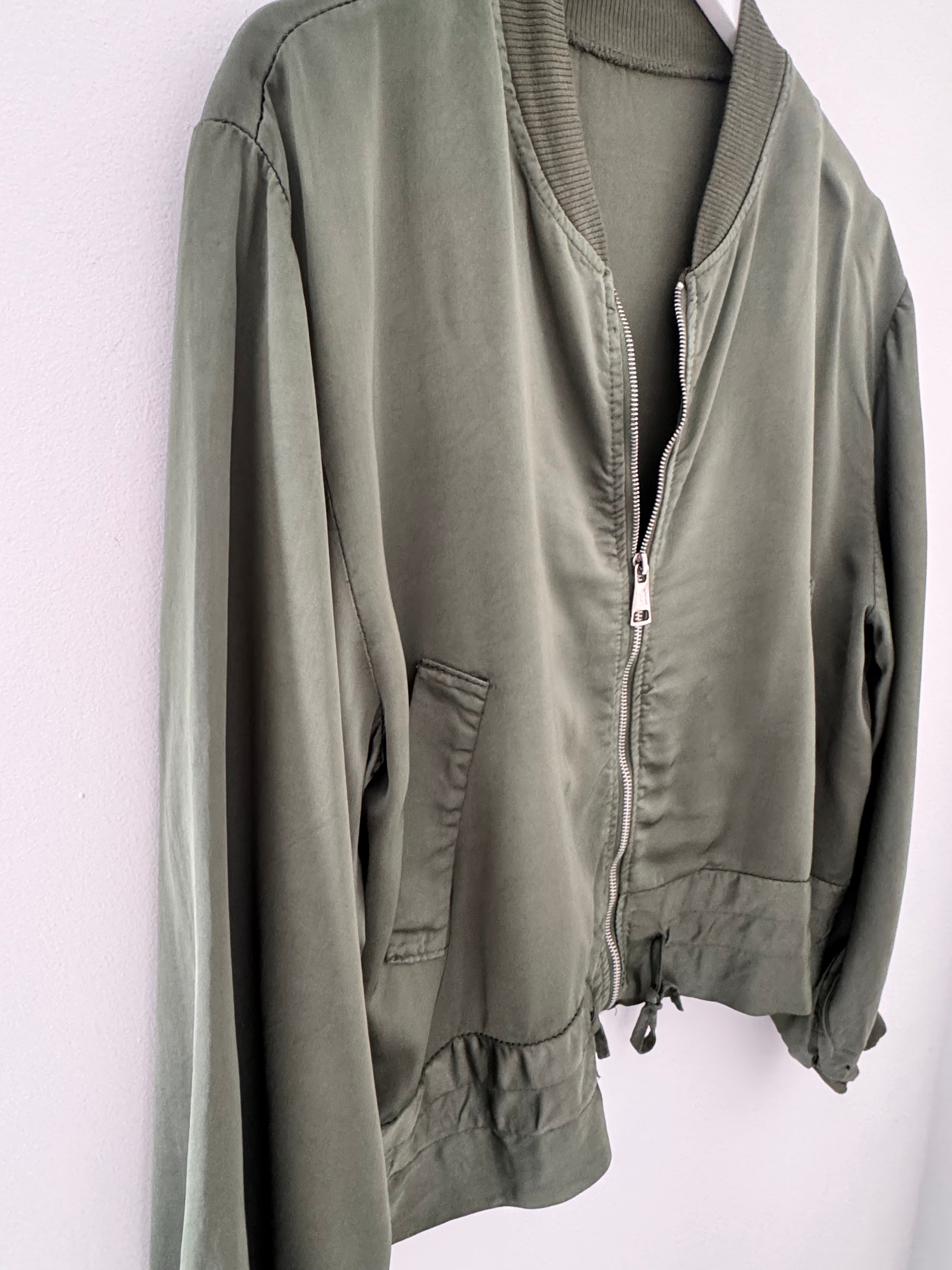 Silky Bomber Jacket in Khaki