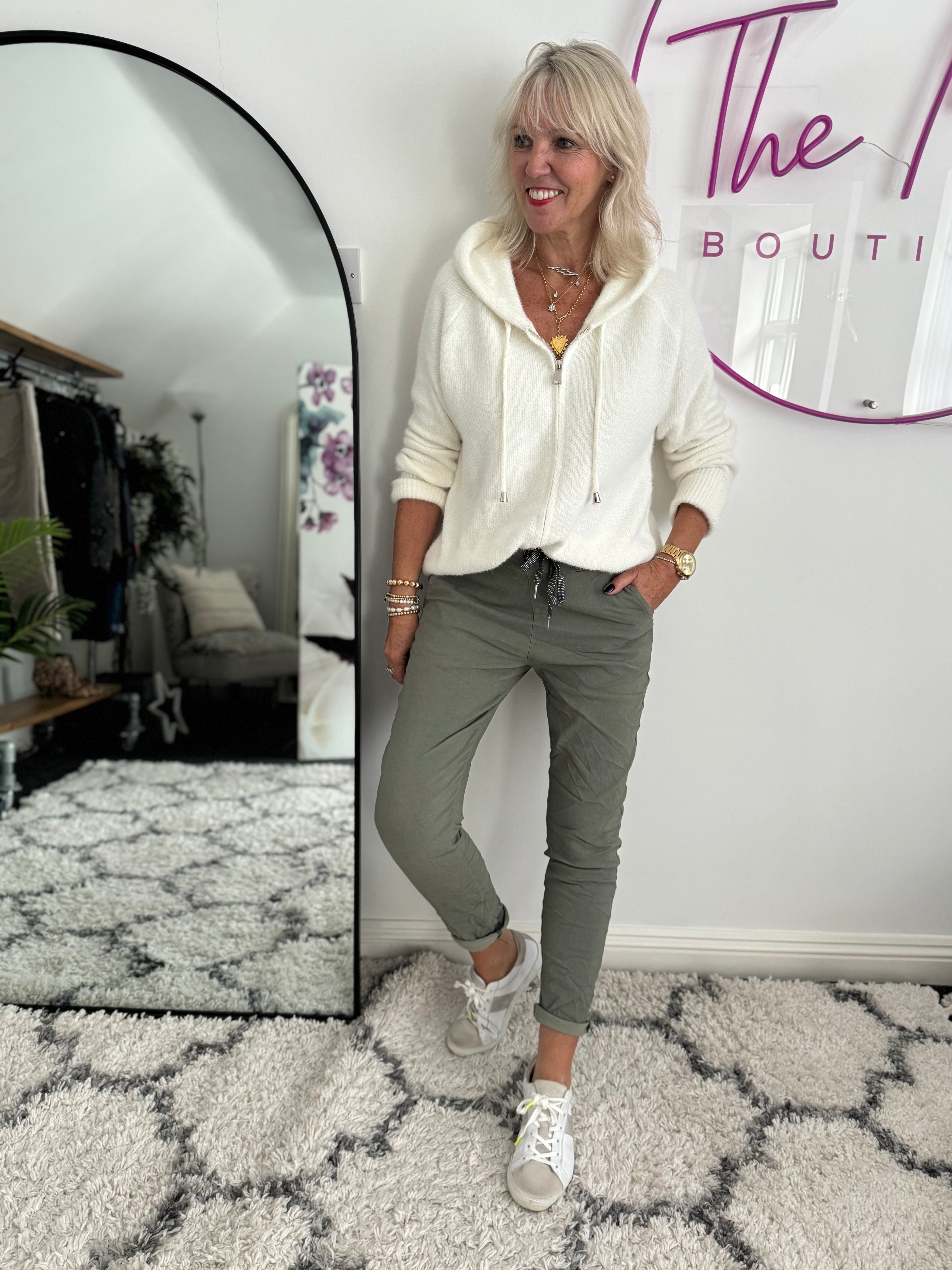 Soft Hooded Knit in Ivory