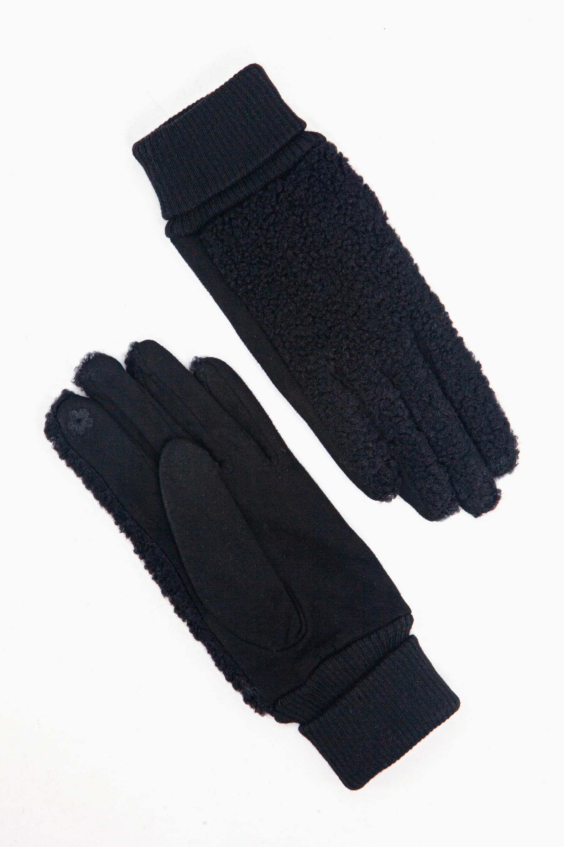 Borg & Fleece Gloves in Black