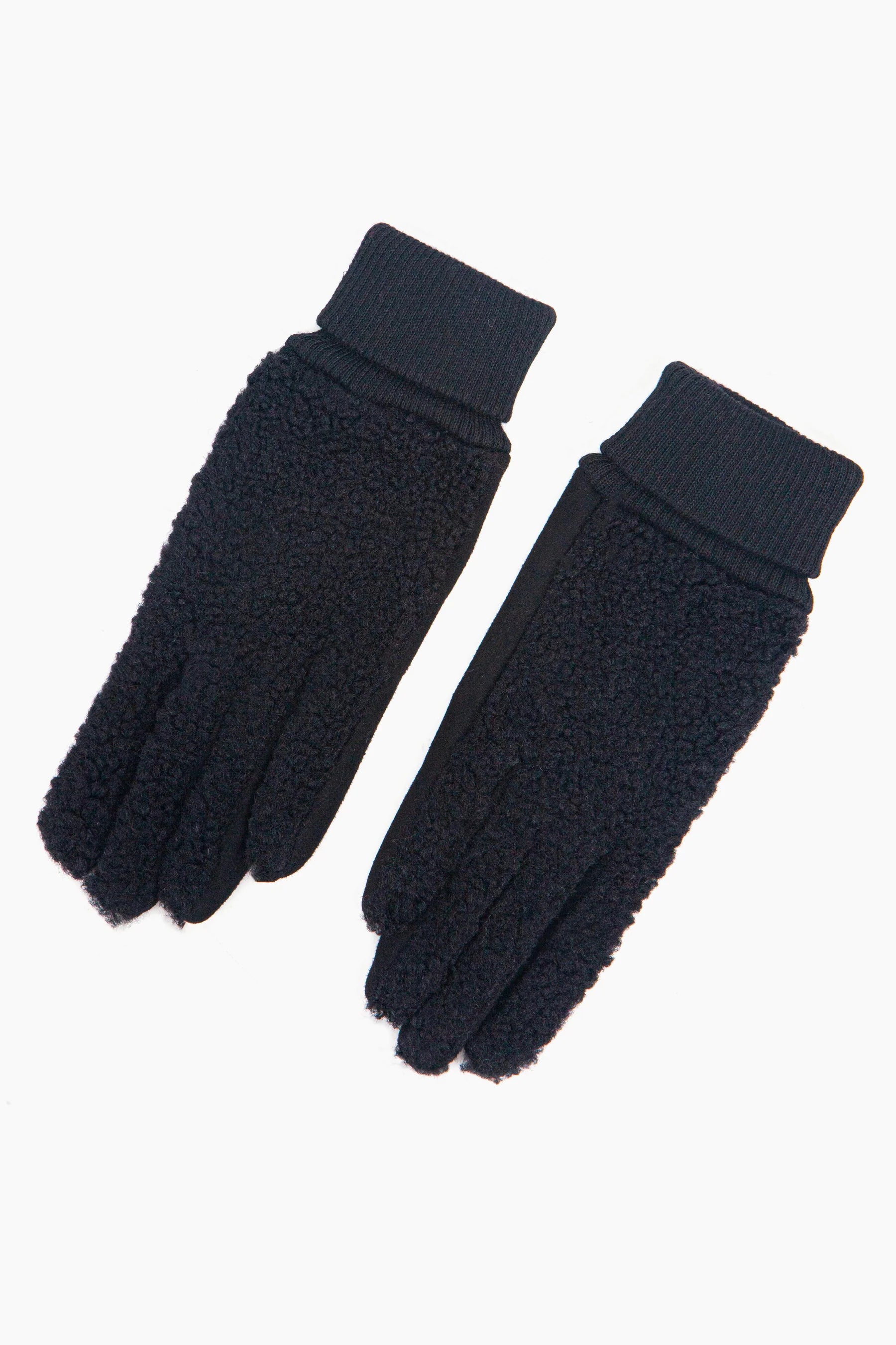 Borg & Fleece Gloves in Black