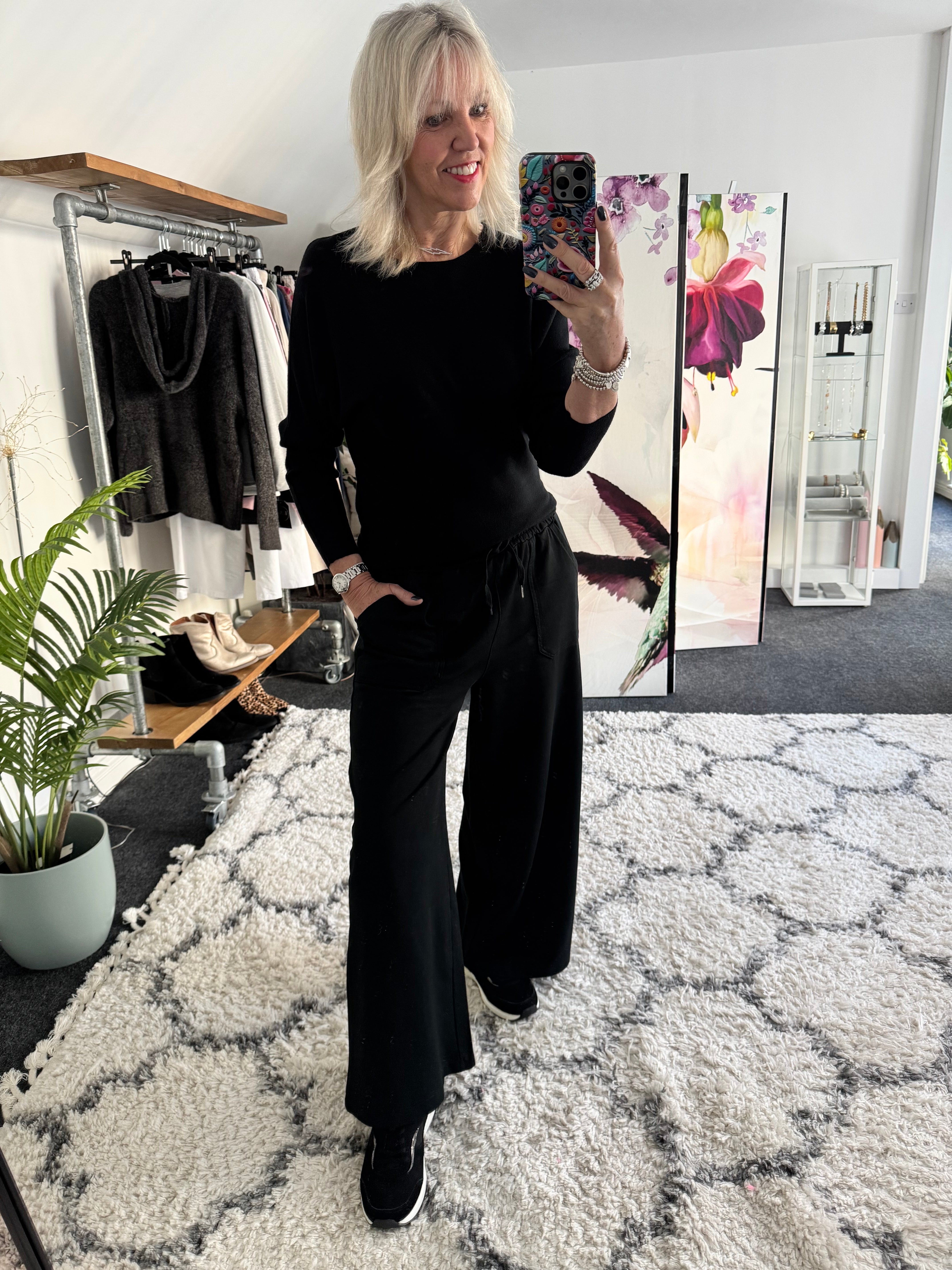 Stretch Jersey Trousers in Black