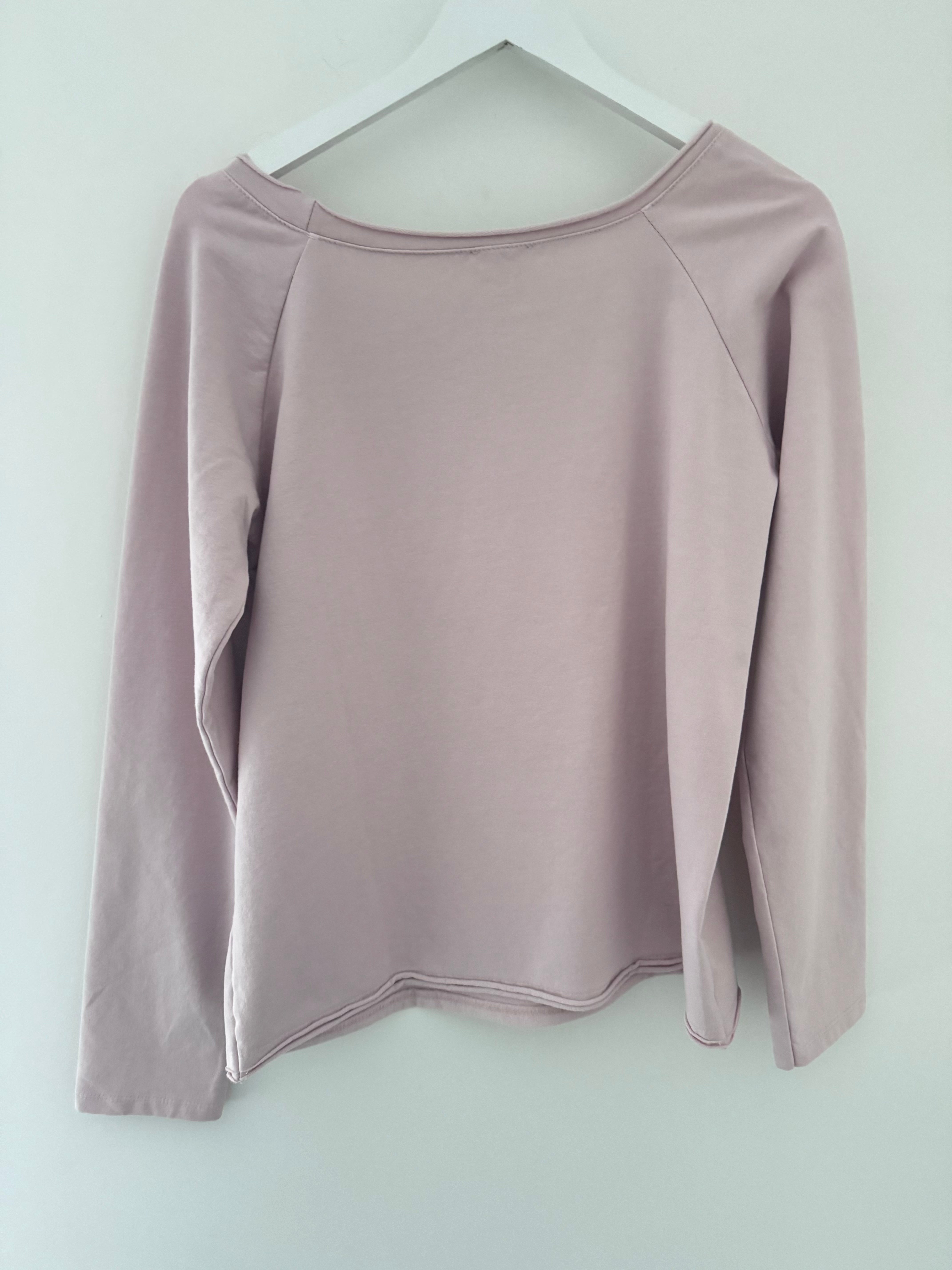 Raglan Roll Edge Sweatshirt in Baby Pink
