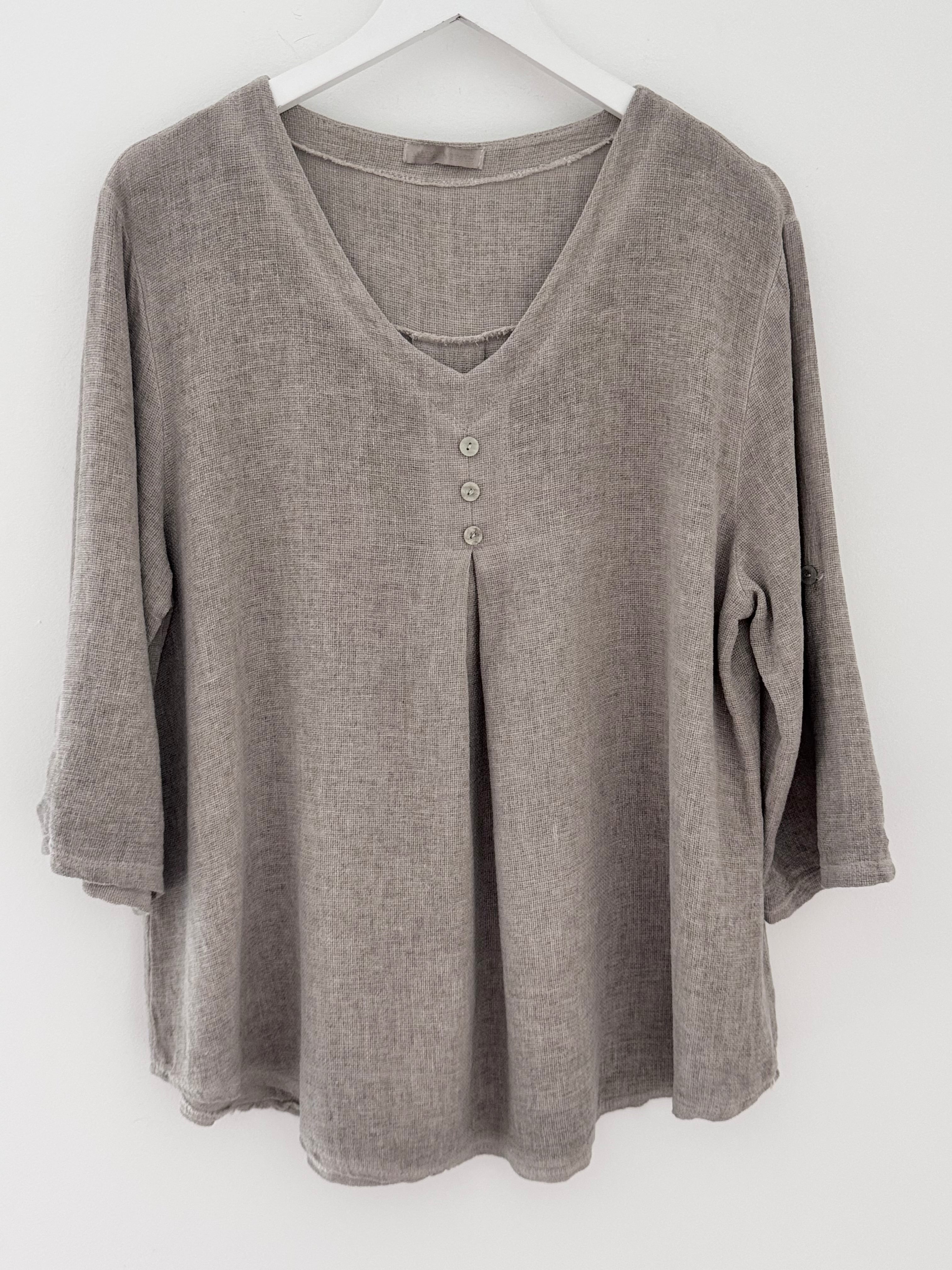 Linen & Cotton Shirt in Mocha