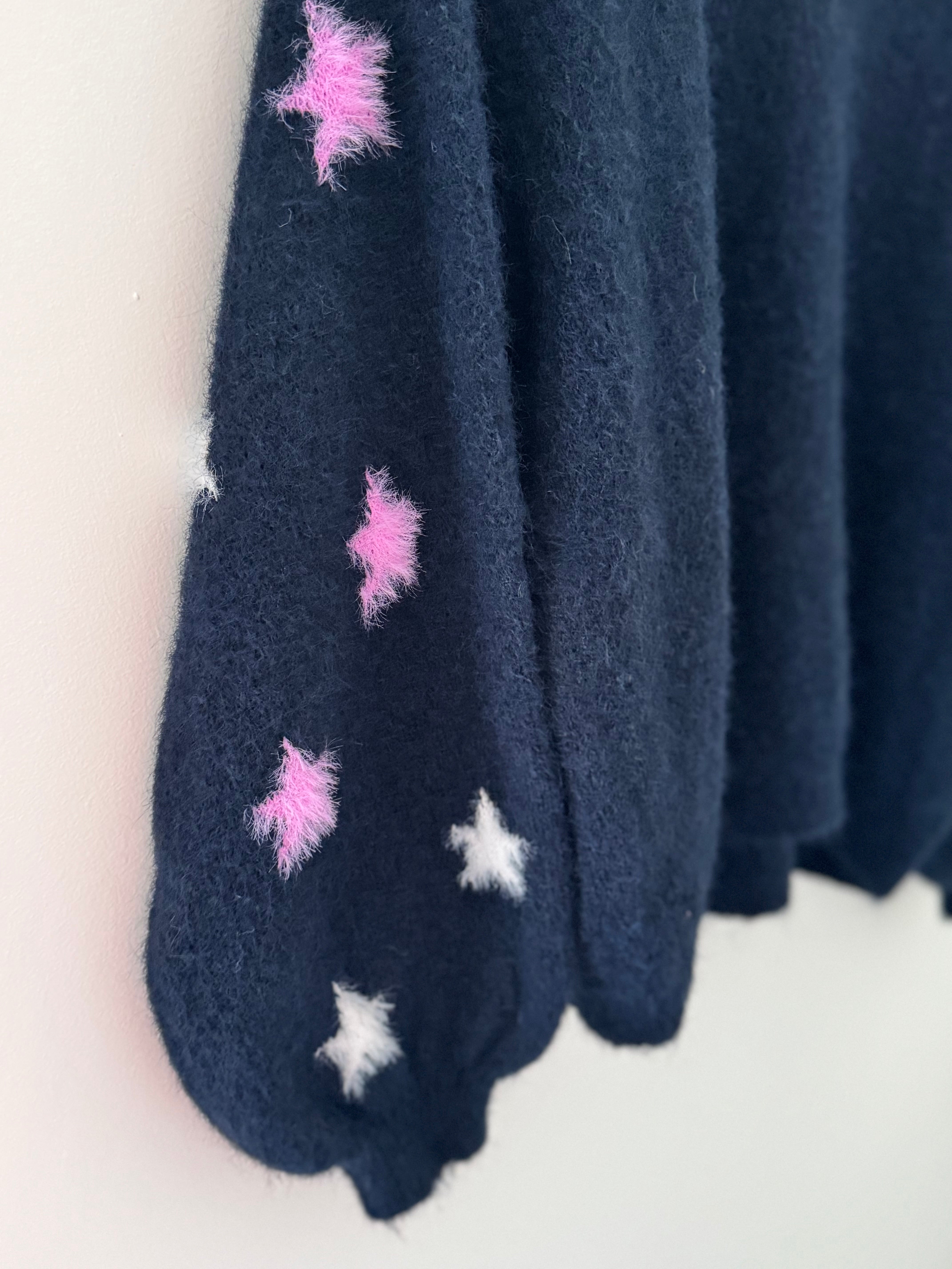 Cosy Jumper with Star Sleeves in Navy