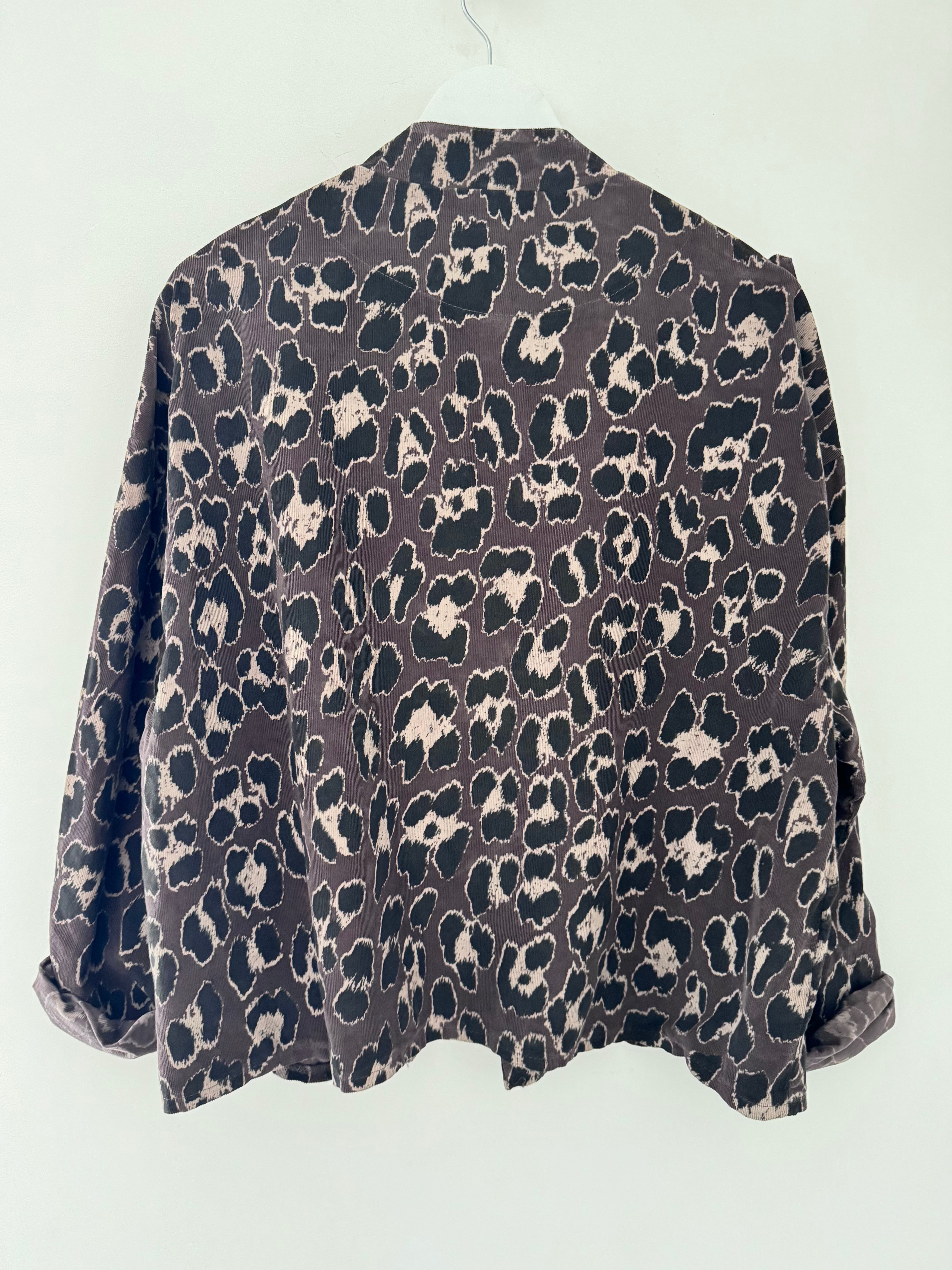 Needlecord Military Jacket in Mocha Leopard