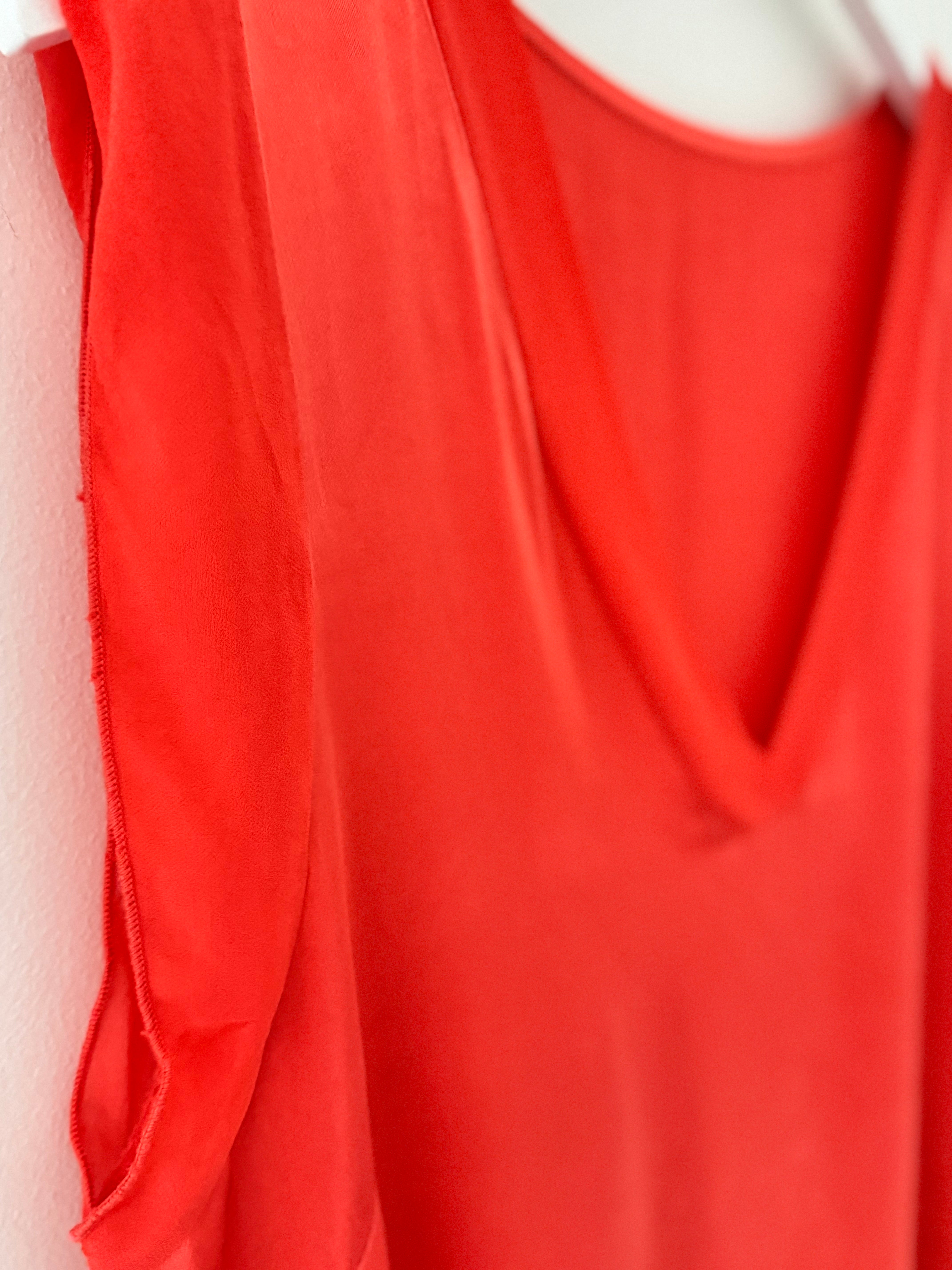 Silky V Neck Tank in Coral