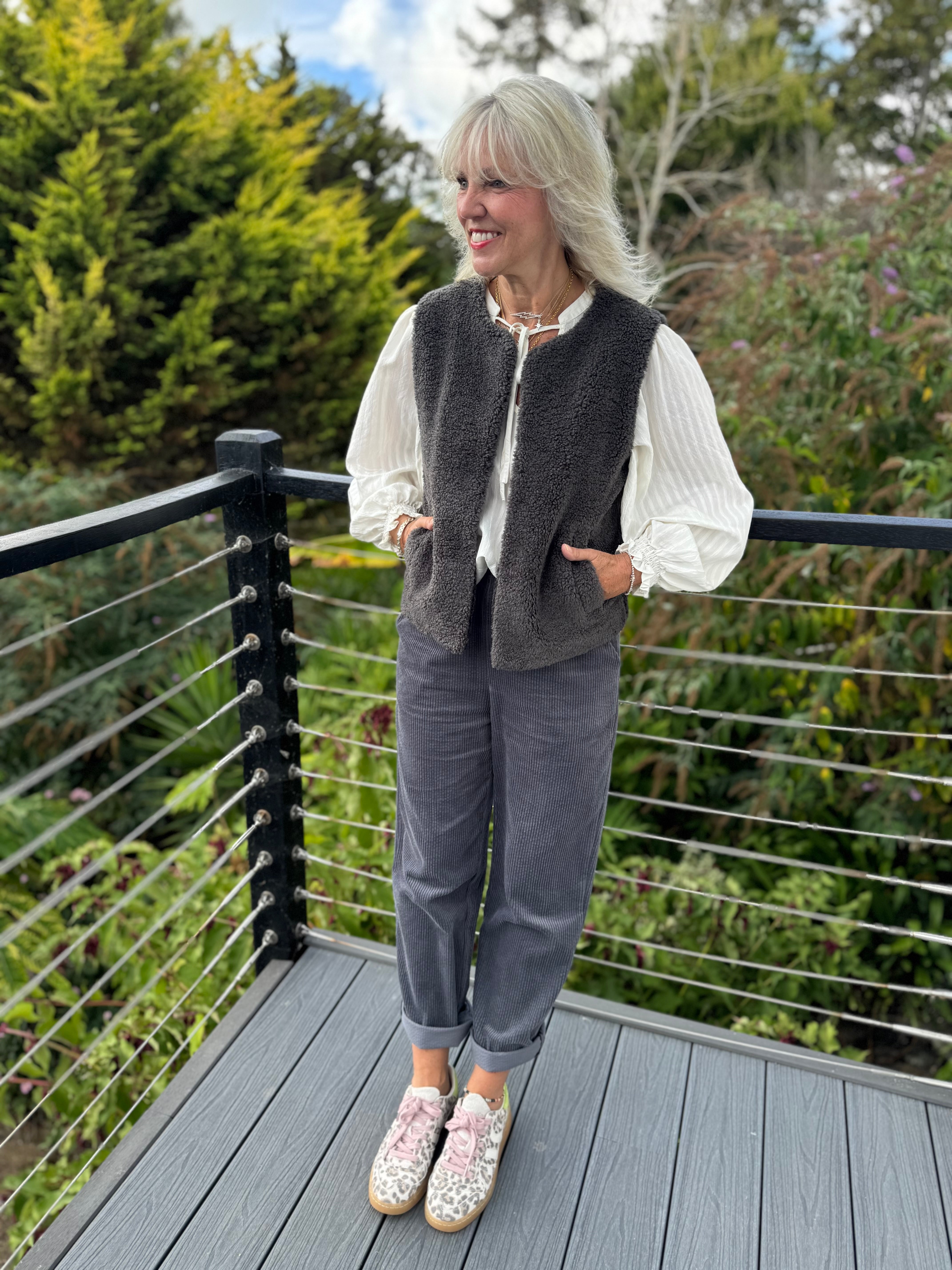 Luxe Cord Joggers in Deep Grey