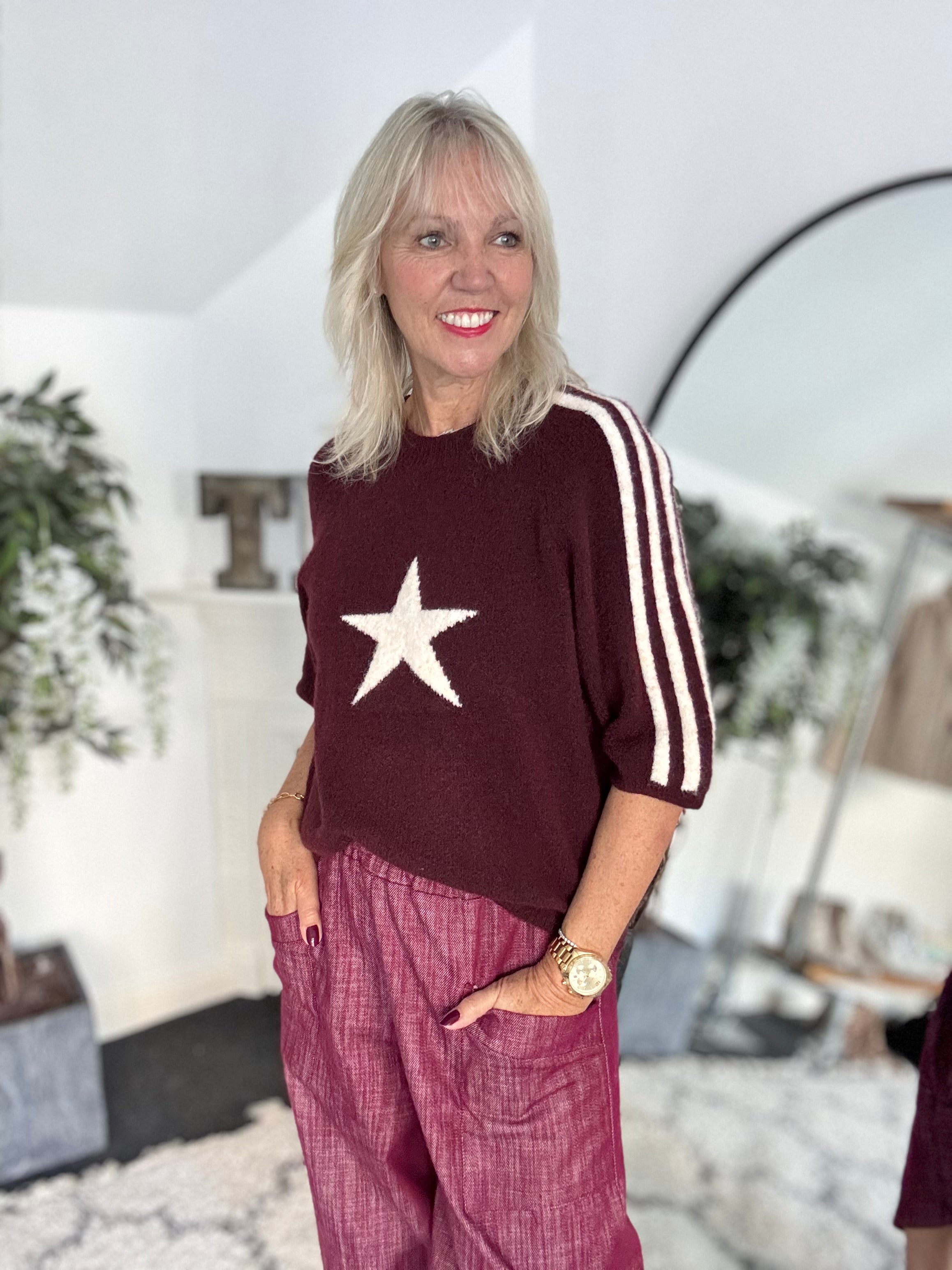 Star & Stripes Jumper in Plum