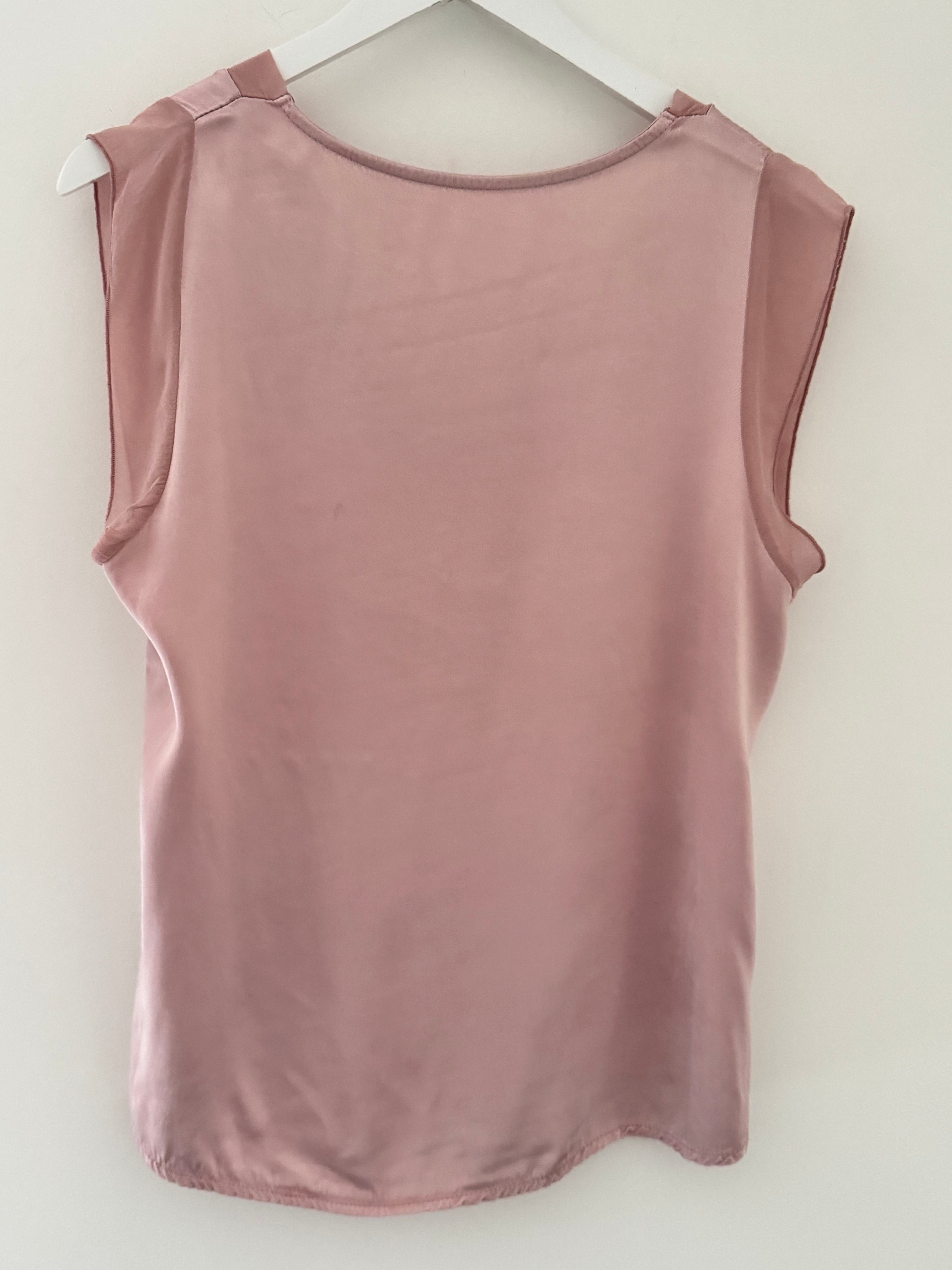 Silky V Neck Tank in Pink