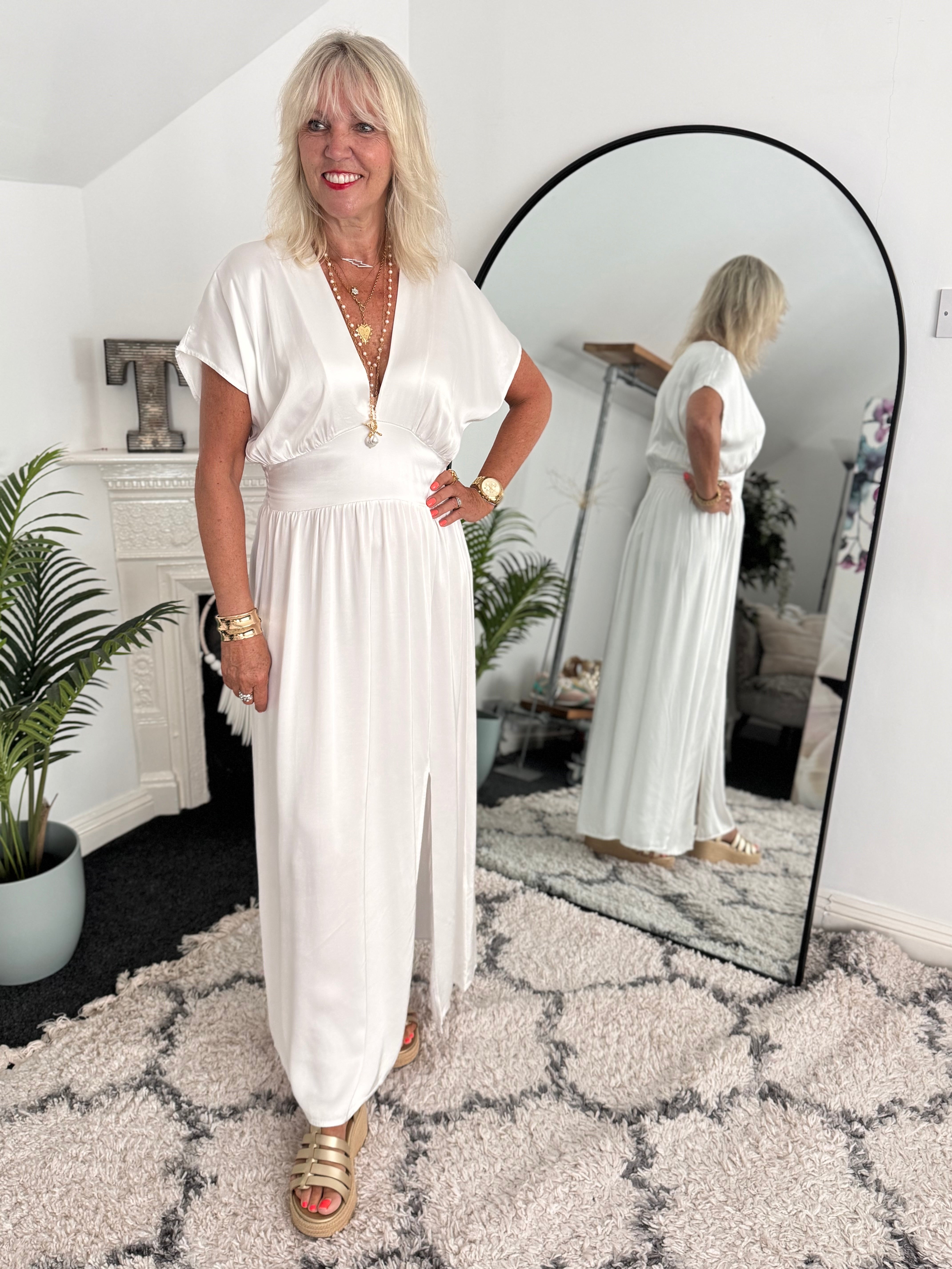 Luxe Silky Dress in Ivory