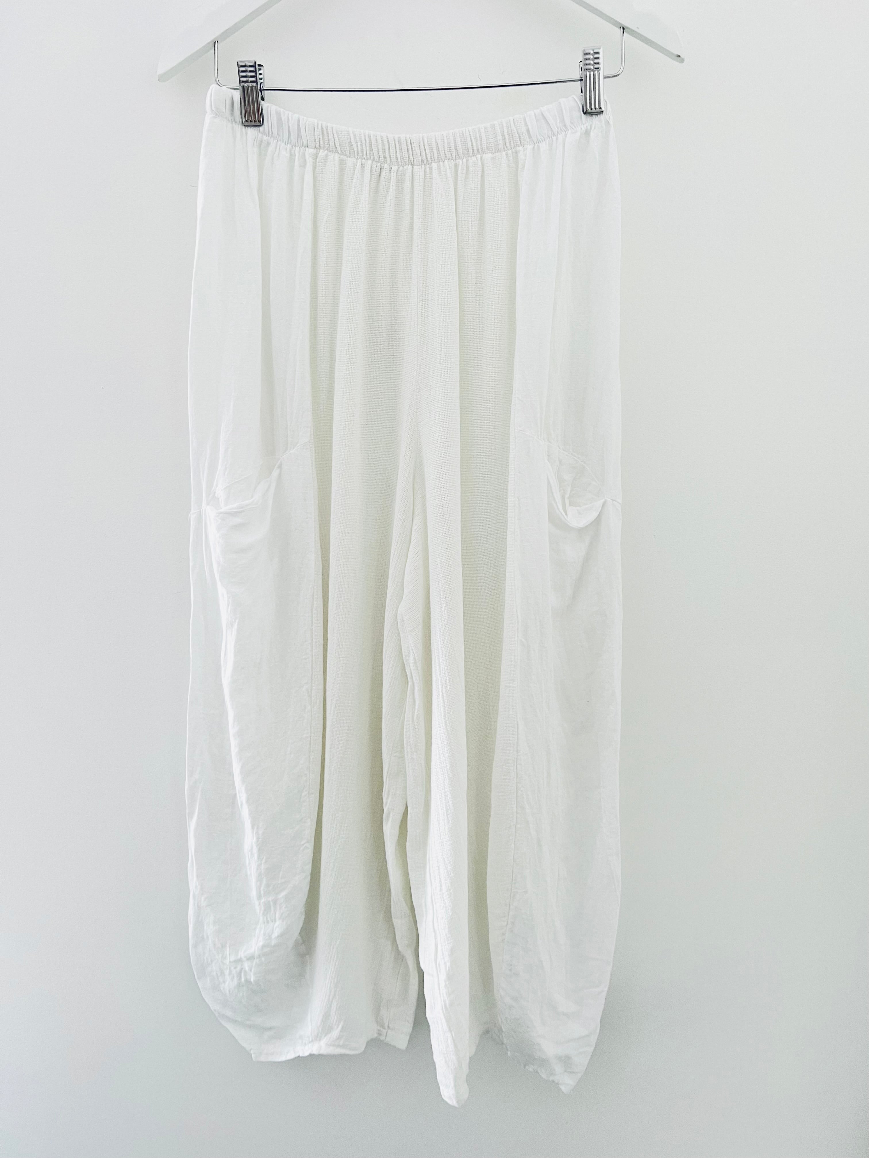 Linen & Cotton Trousers in White
