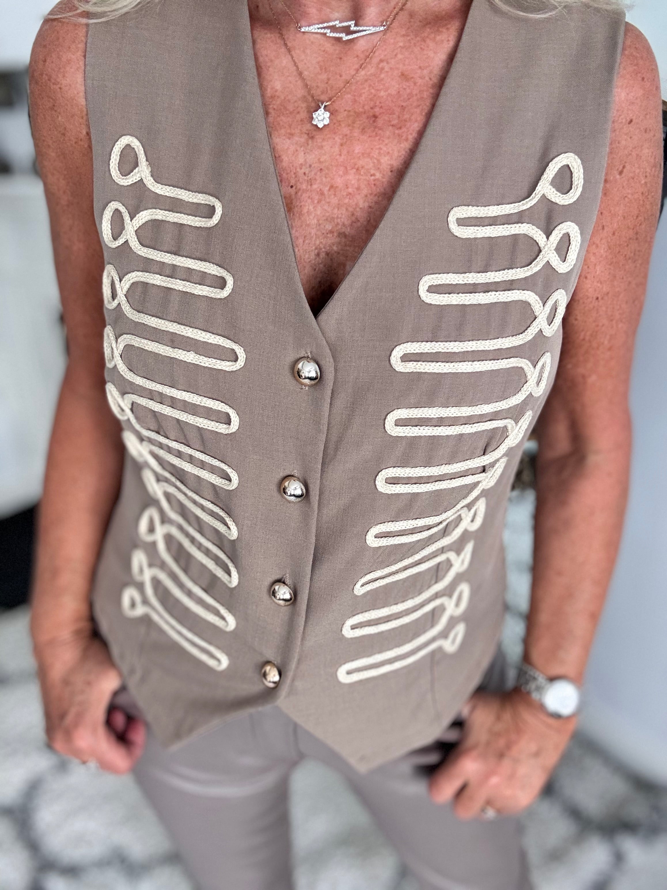 Military Waistcoat in Light Mocha