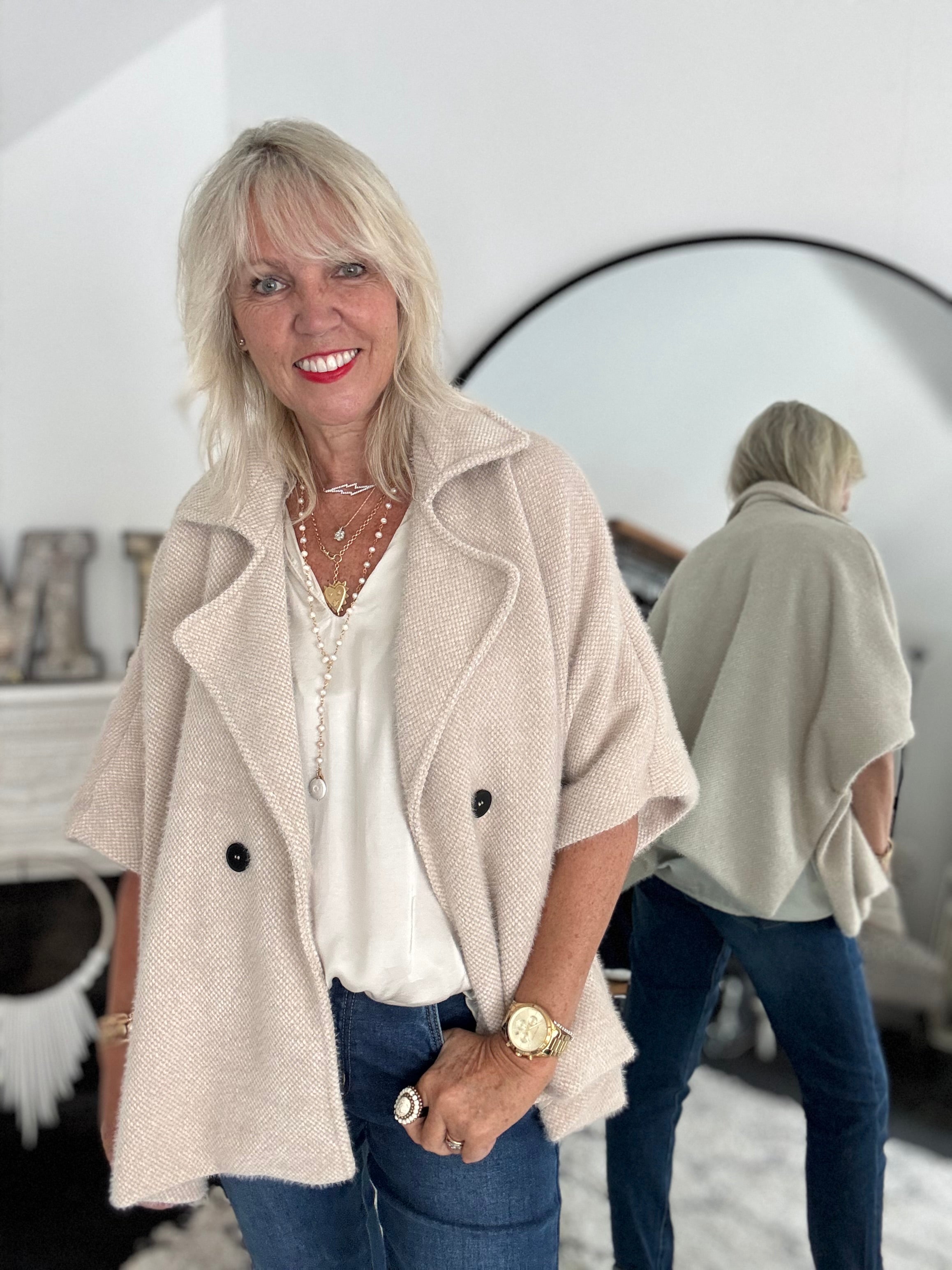 Soft Cape Jacket in Ecru