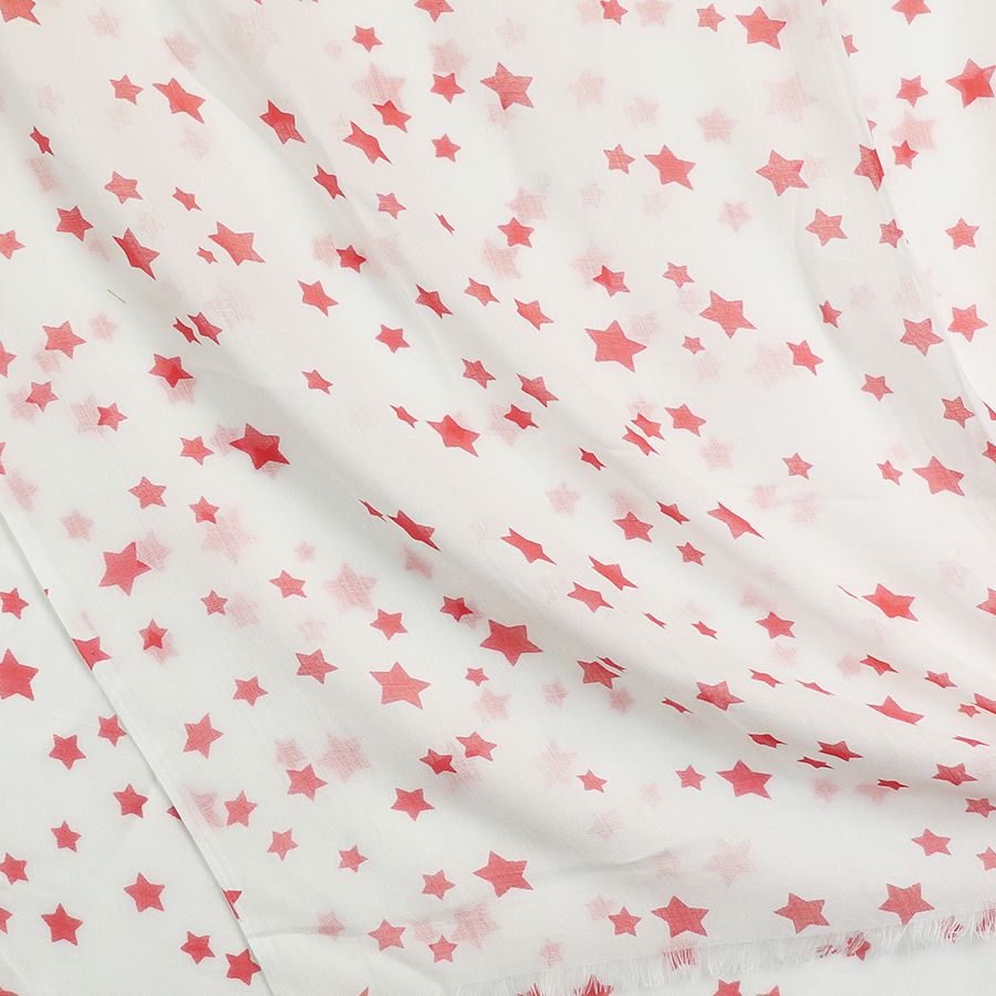 White Scarf with Coral Stars