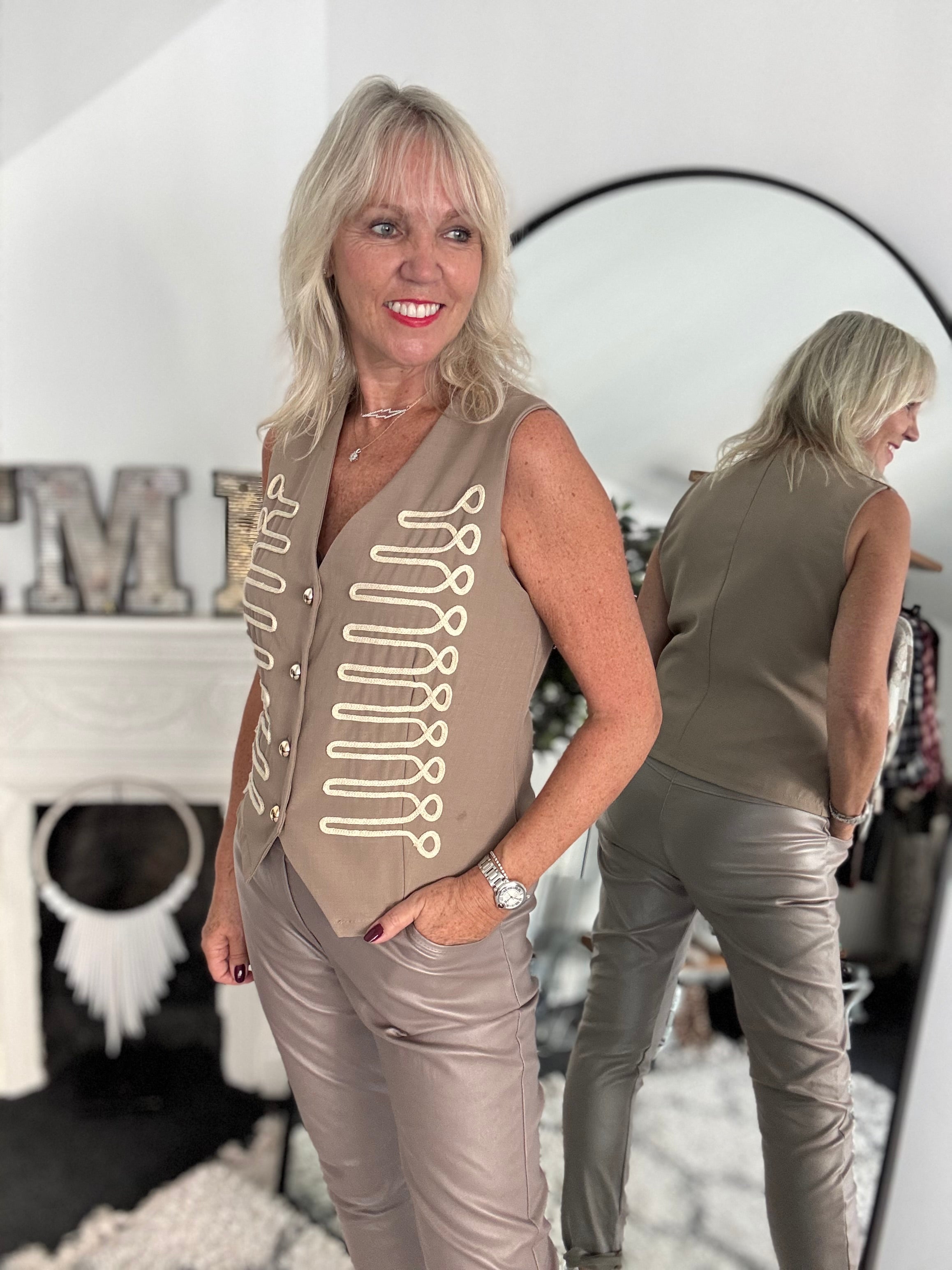 Military Waistcoat in Light Mocha