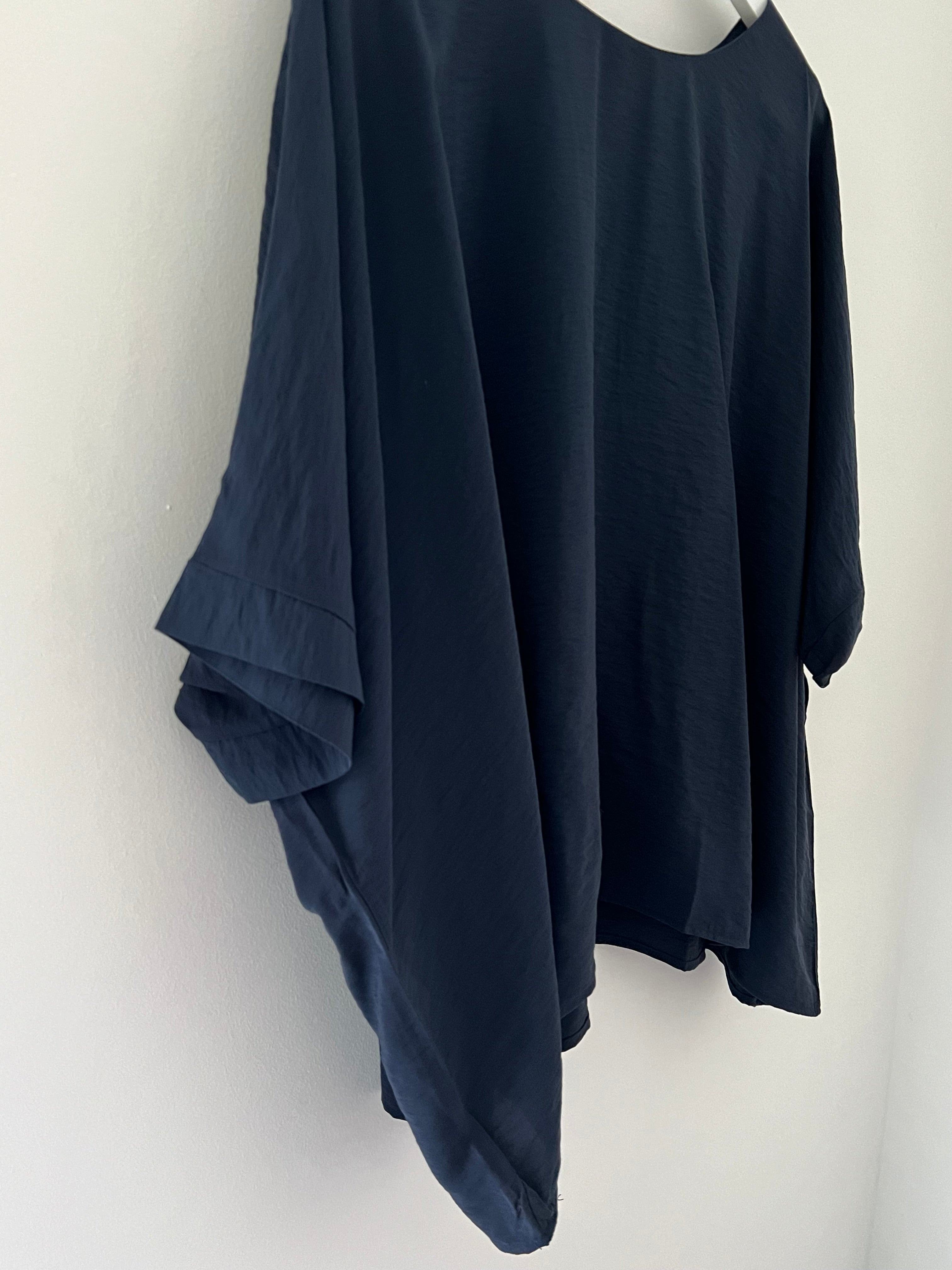 Simple Oversized Round Neck Top in Ink
