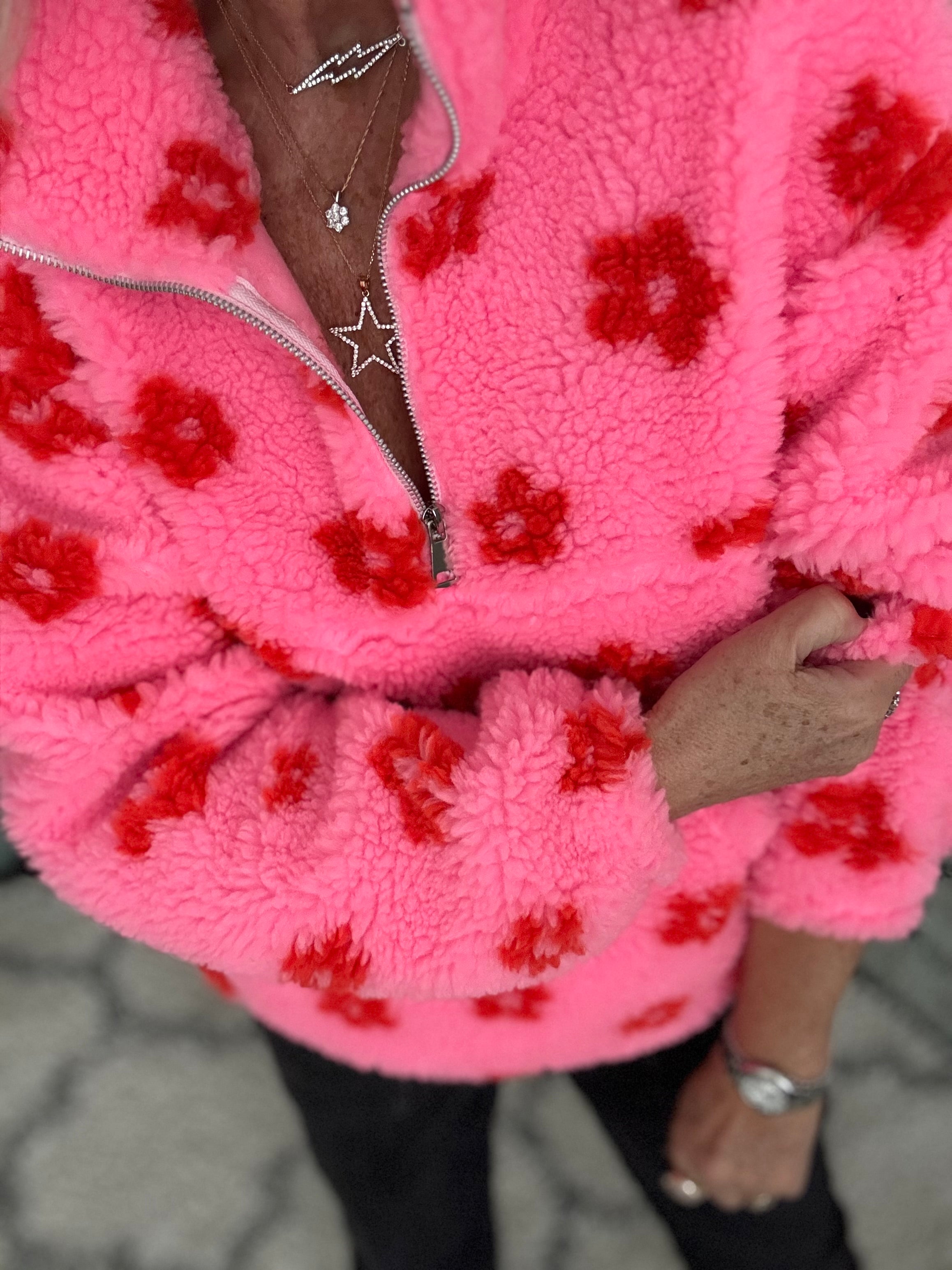 Teddy Fleece in Pink & Red