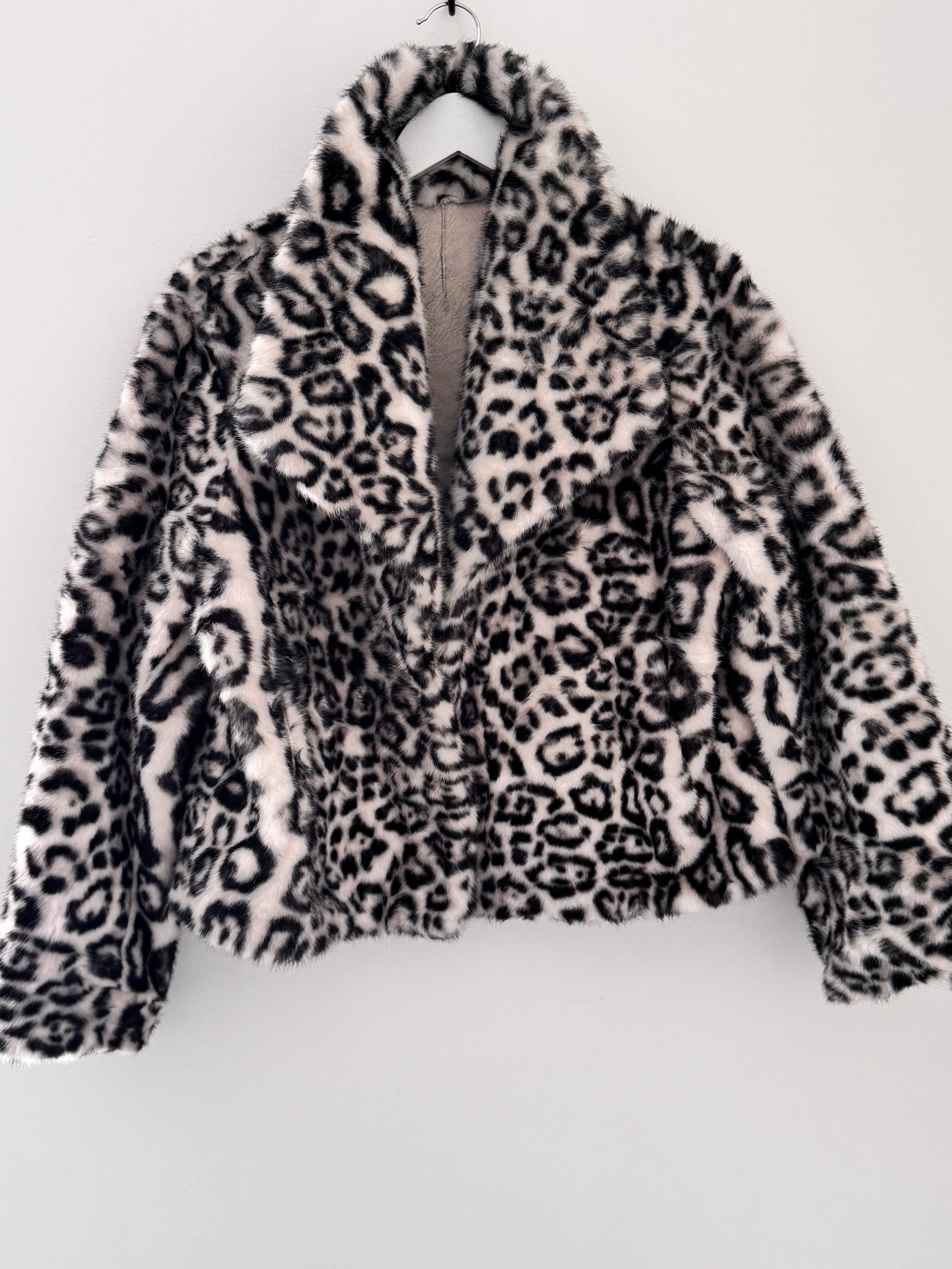 Snow Leopard Faux Fur Jacket