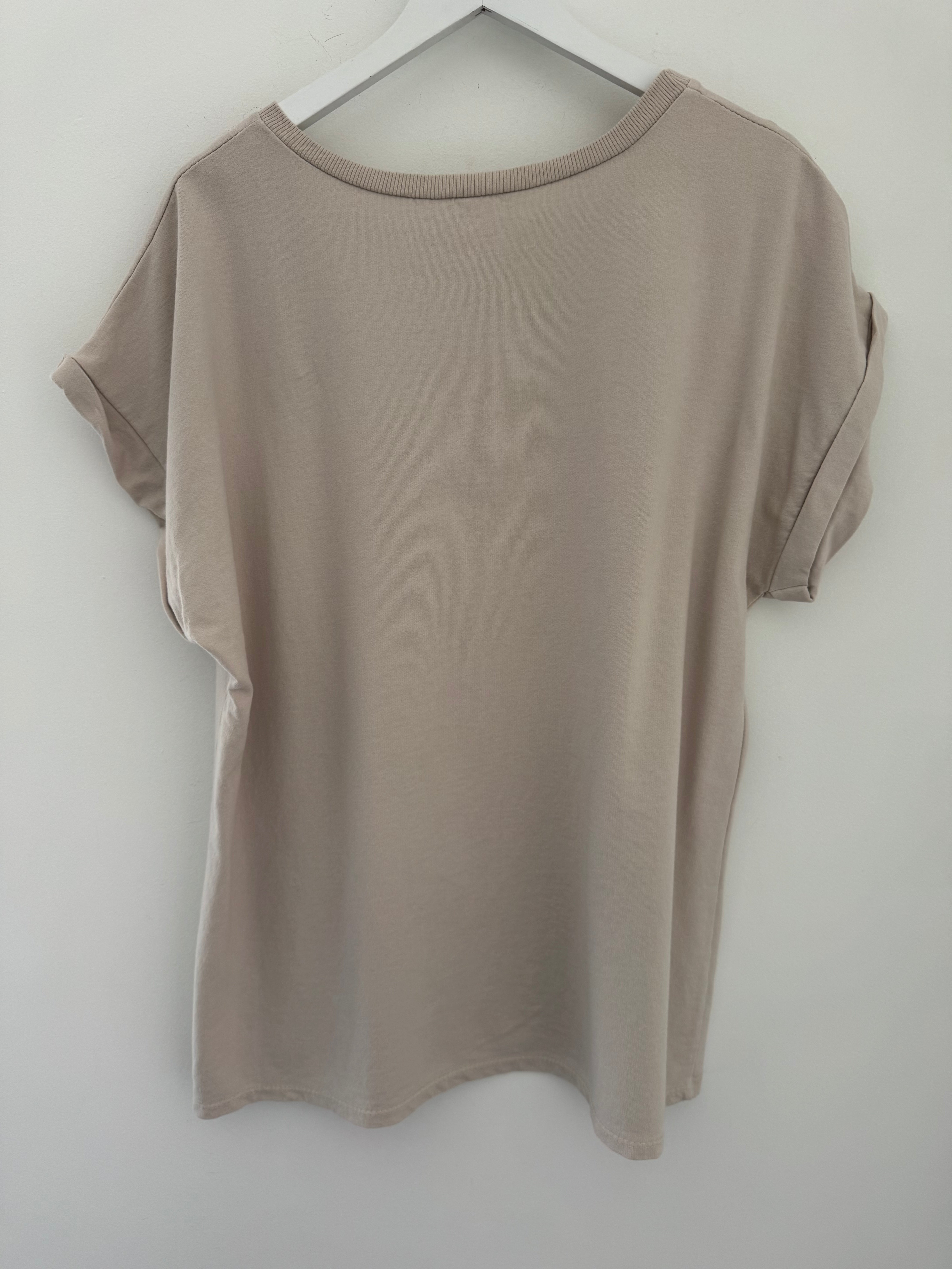 Oversized Cotton Tee in Stone