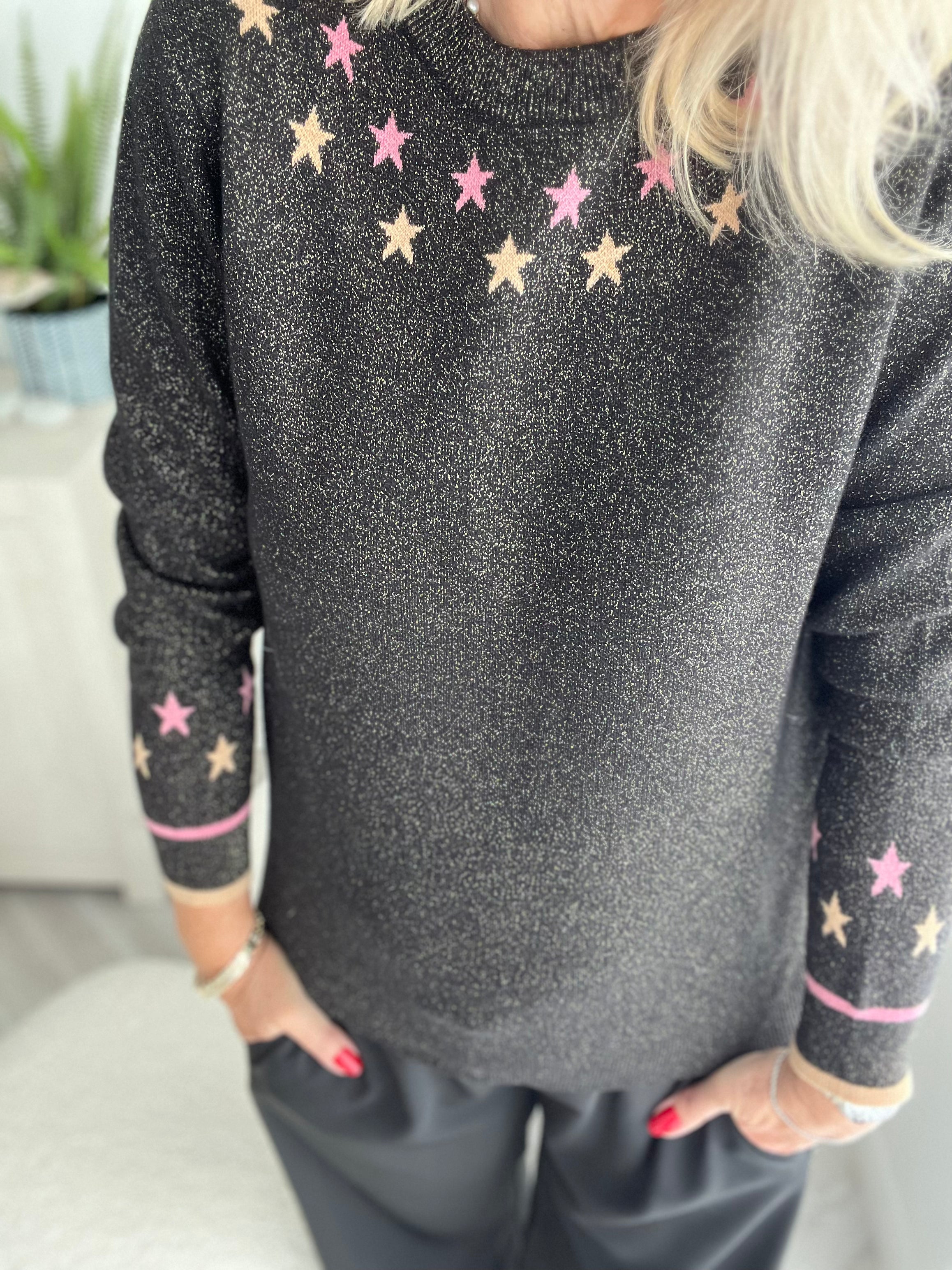 Sparkle Jumper with Stars in Black