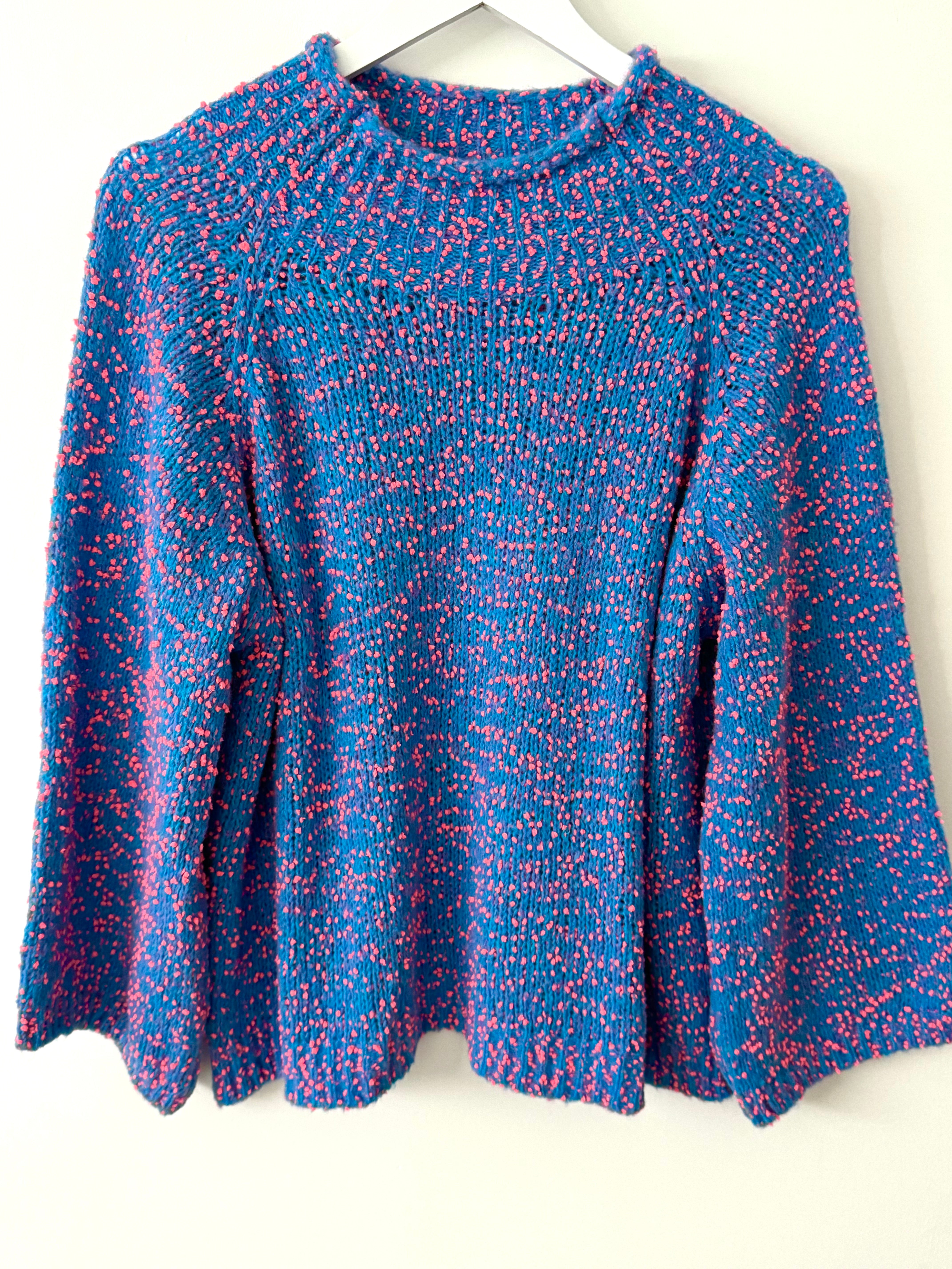 Popcorn Boucle Jumper in Blue & Pink