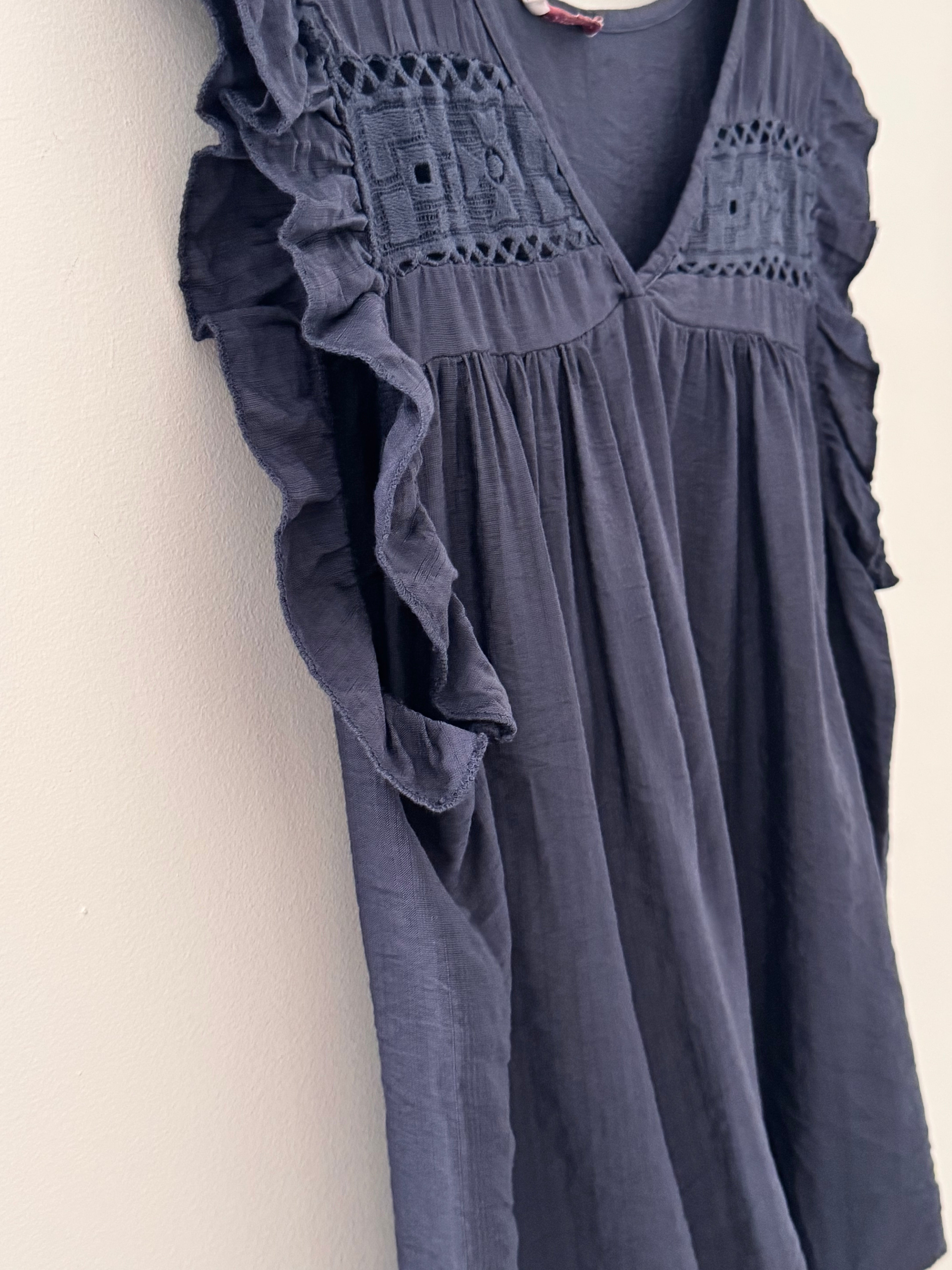 Simple V Neck Top in Navy