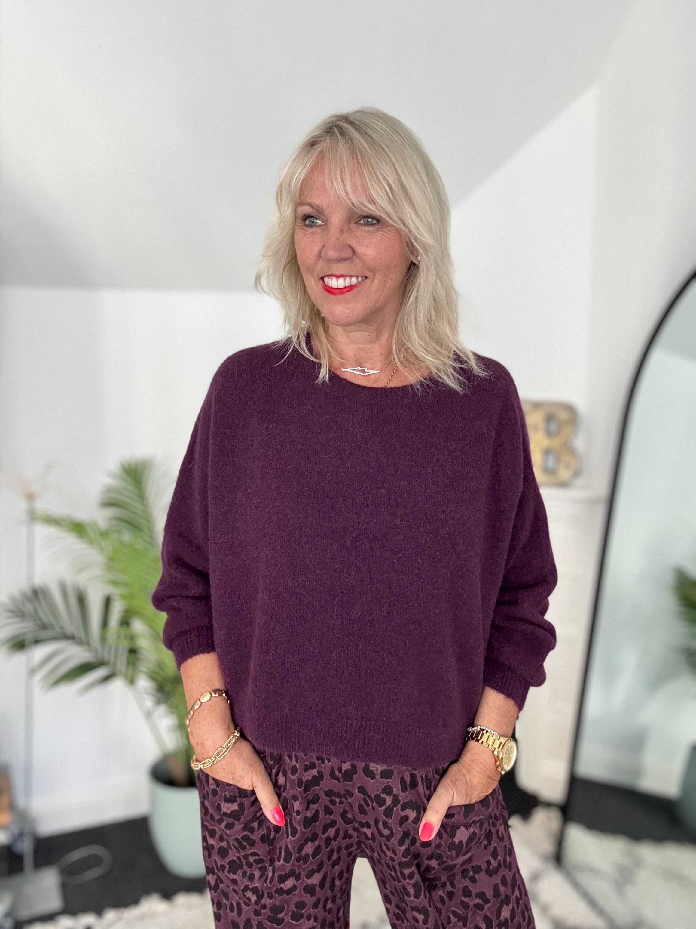 Luxe Slouchy Alpaca Jumper in Plum