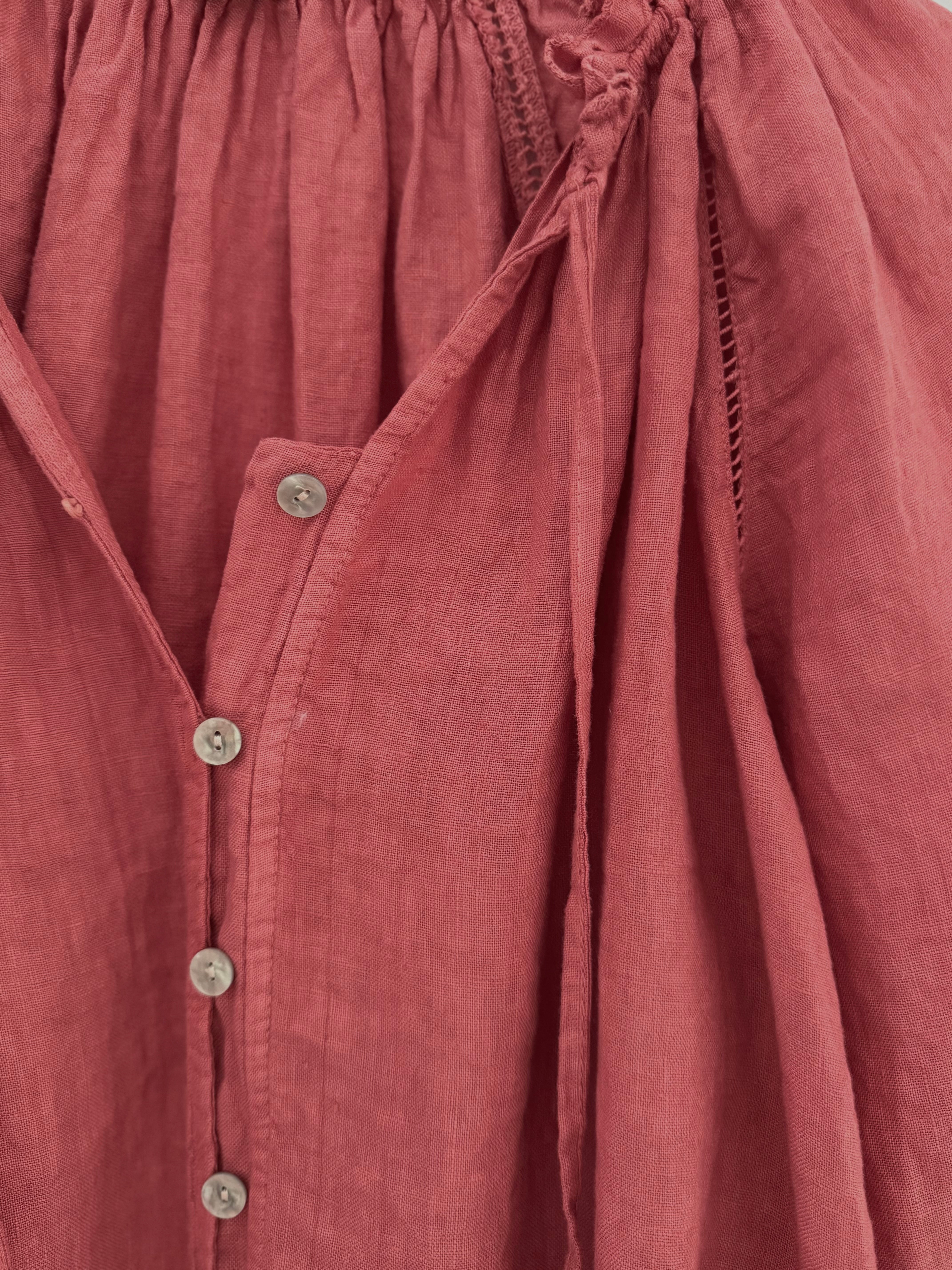 Pure Linen Designer Blouse in Pomegranate