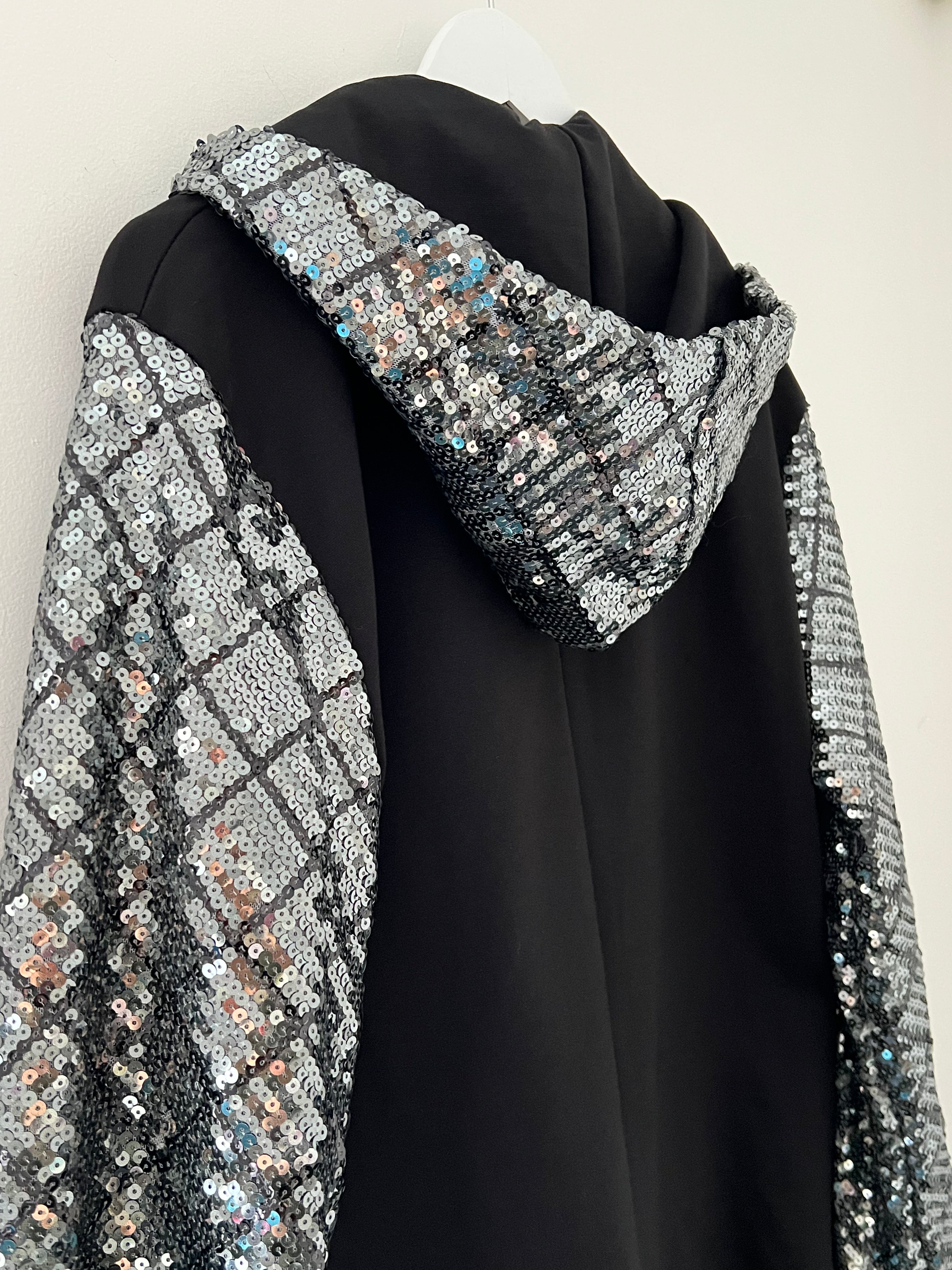 Sequin Blazer Jacket in Black & Silver