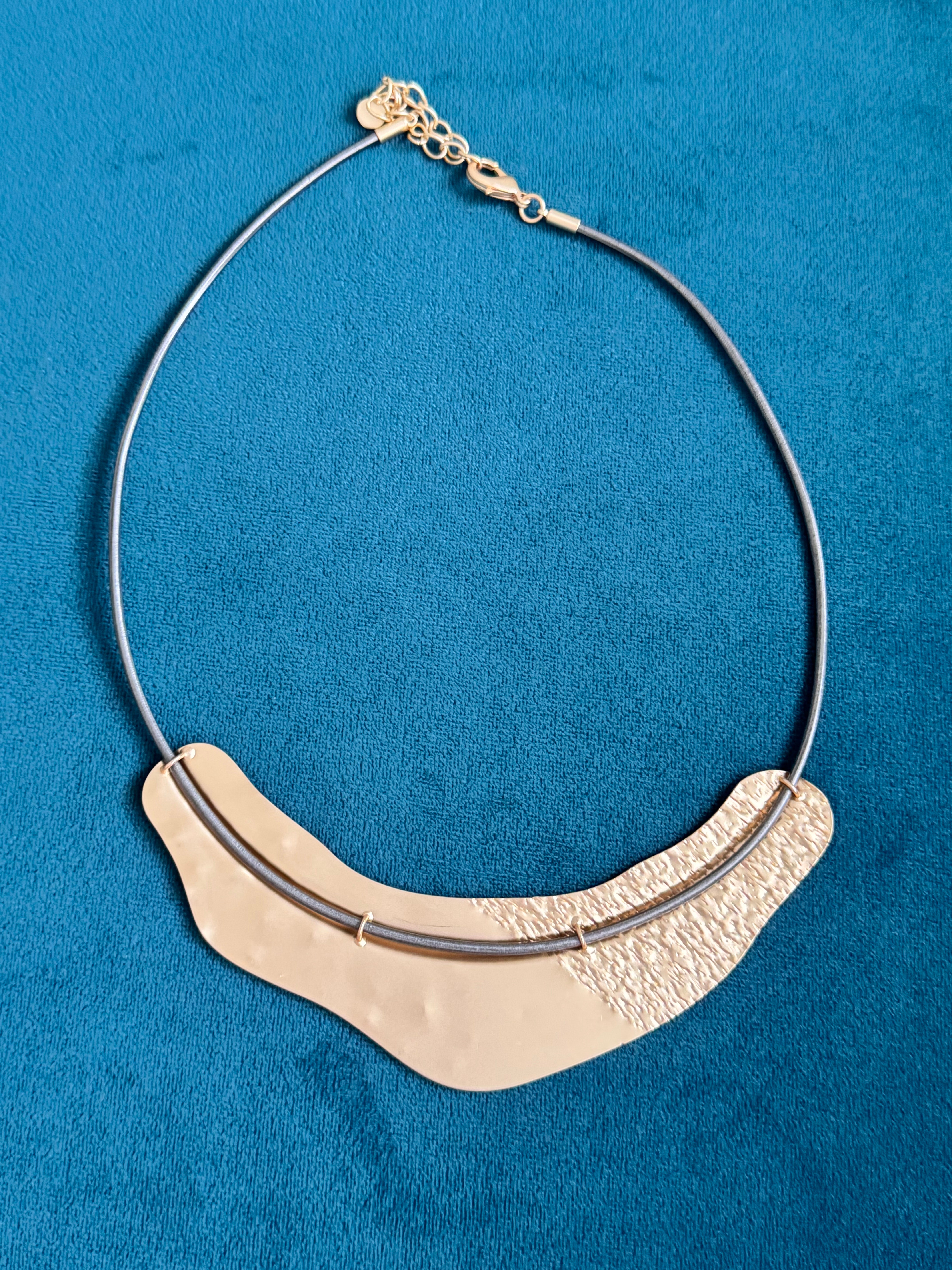 Statement Pendant in Hammered Gold