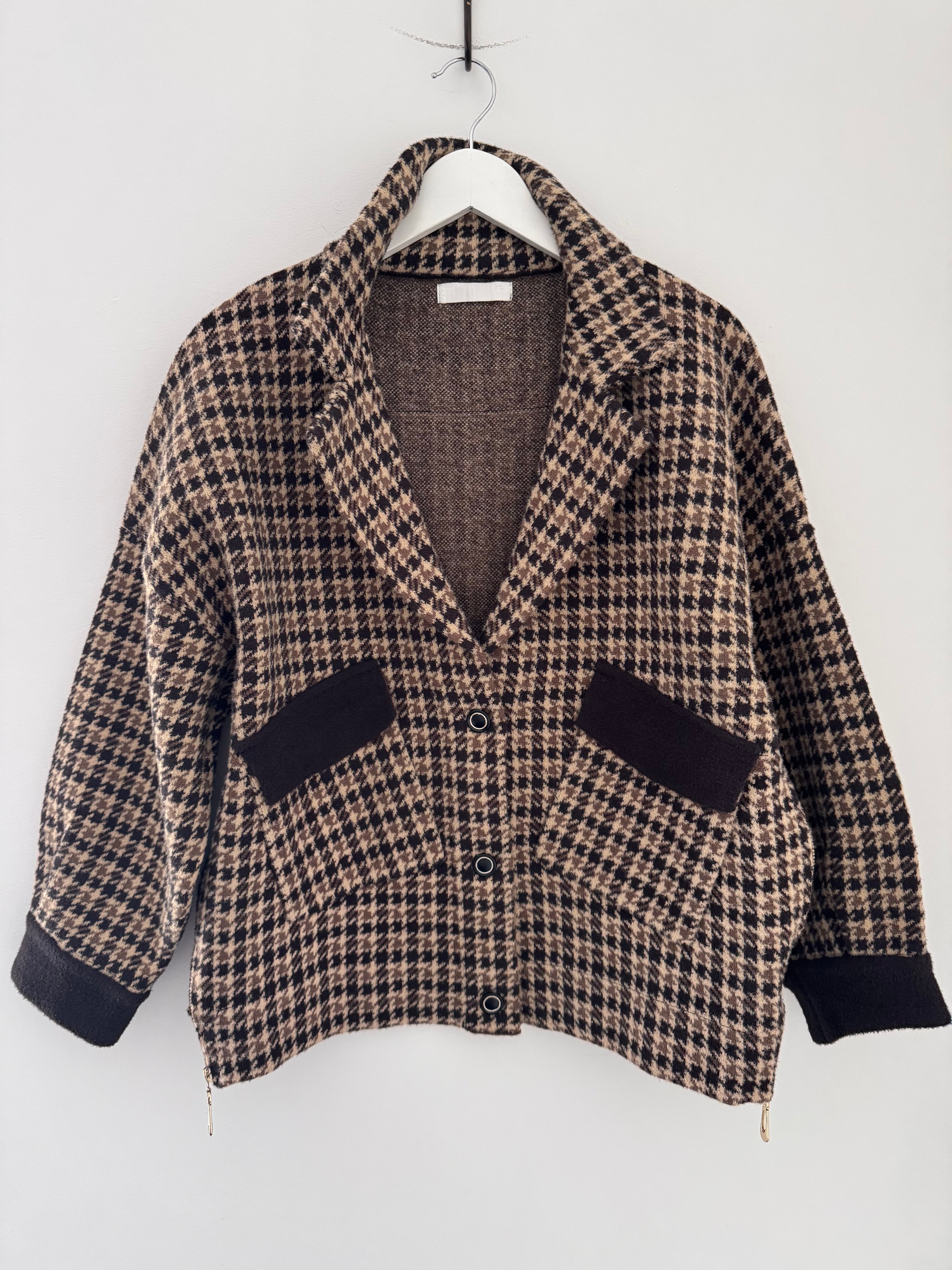 Stretch Tweed Jacket with Zip Sides