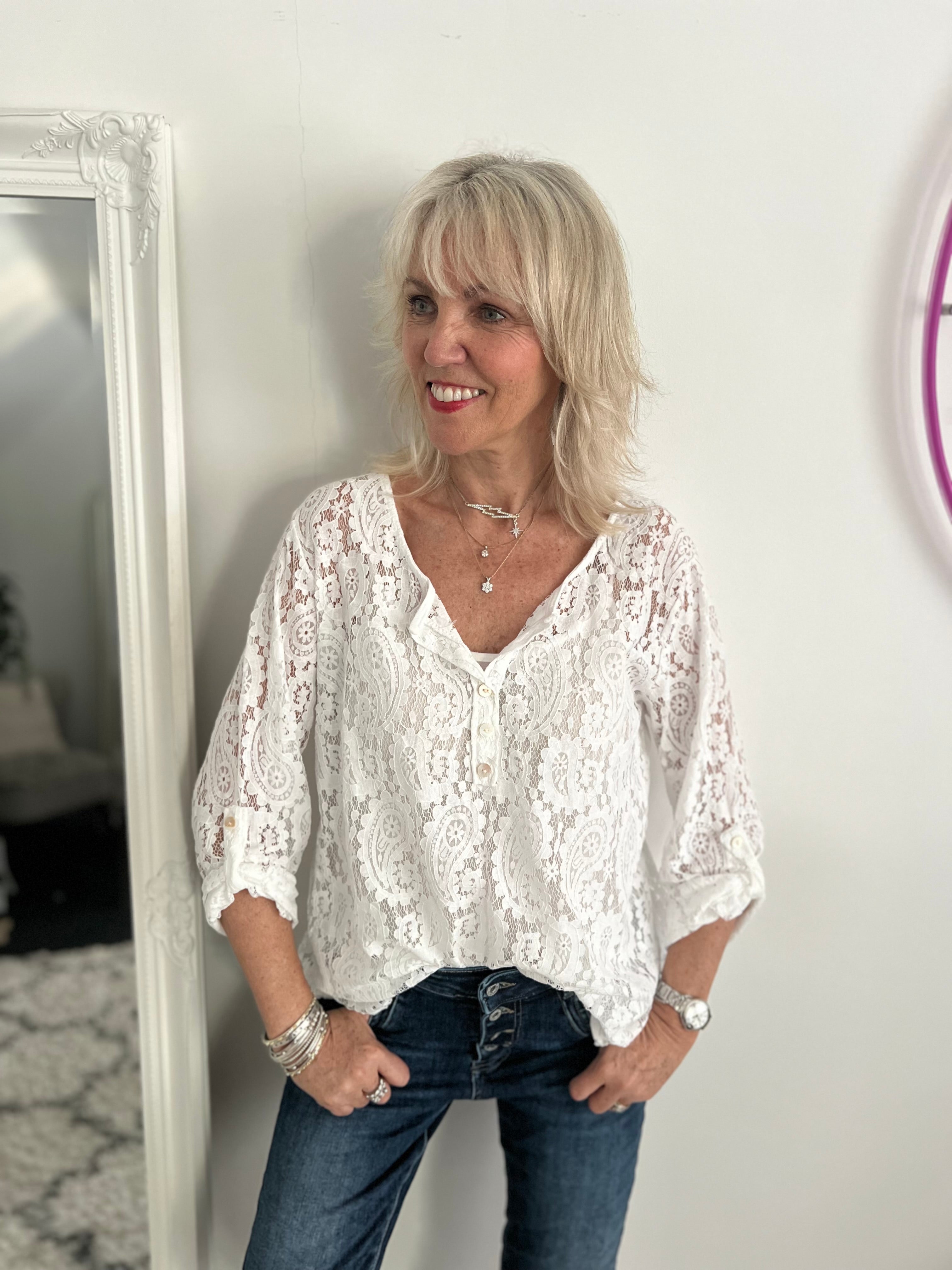 Lace Blouse & Cami in White