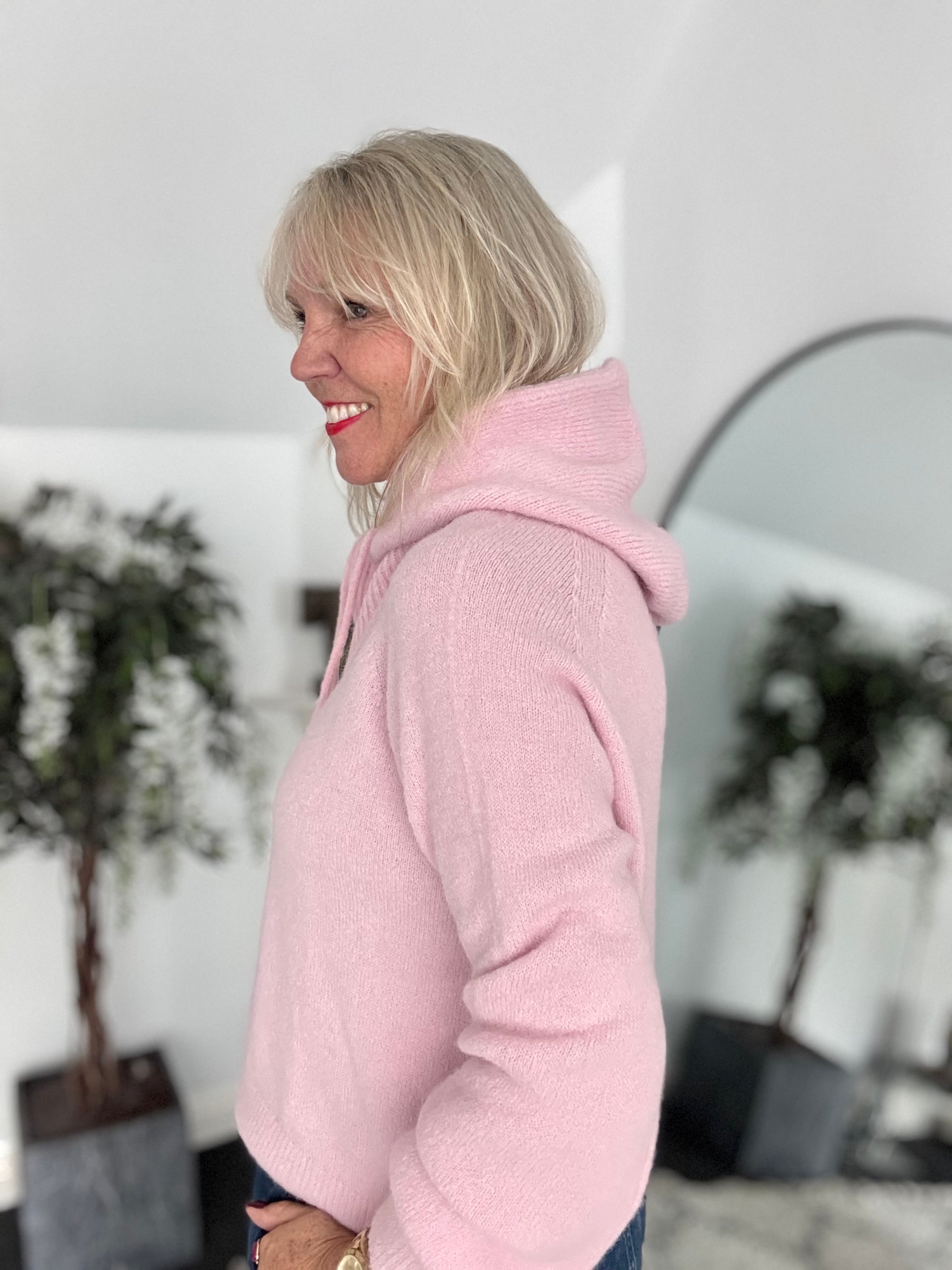 Hooded Alpaca Snood in Pink