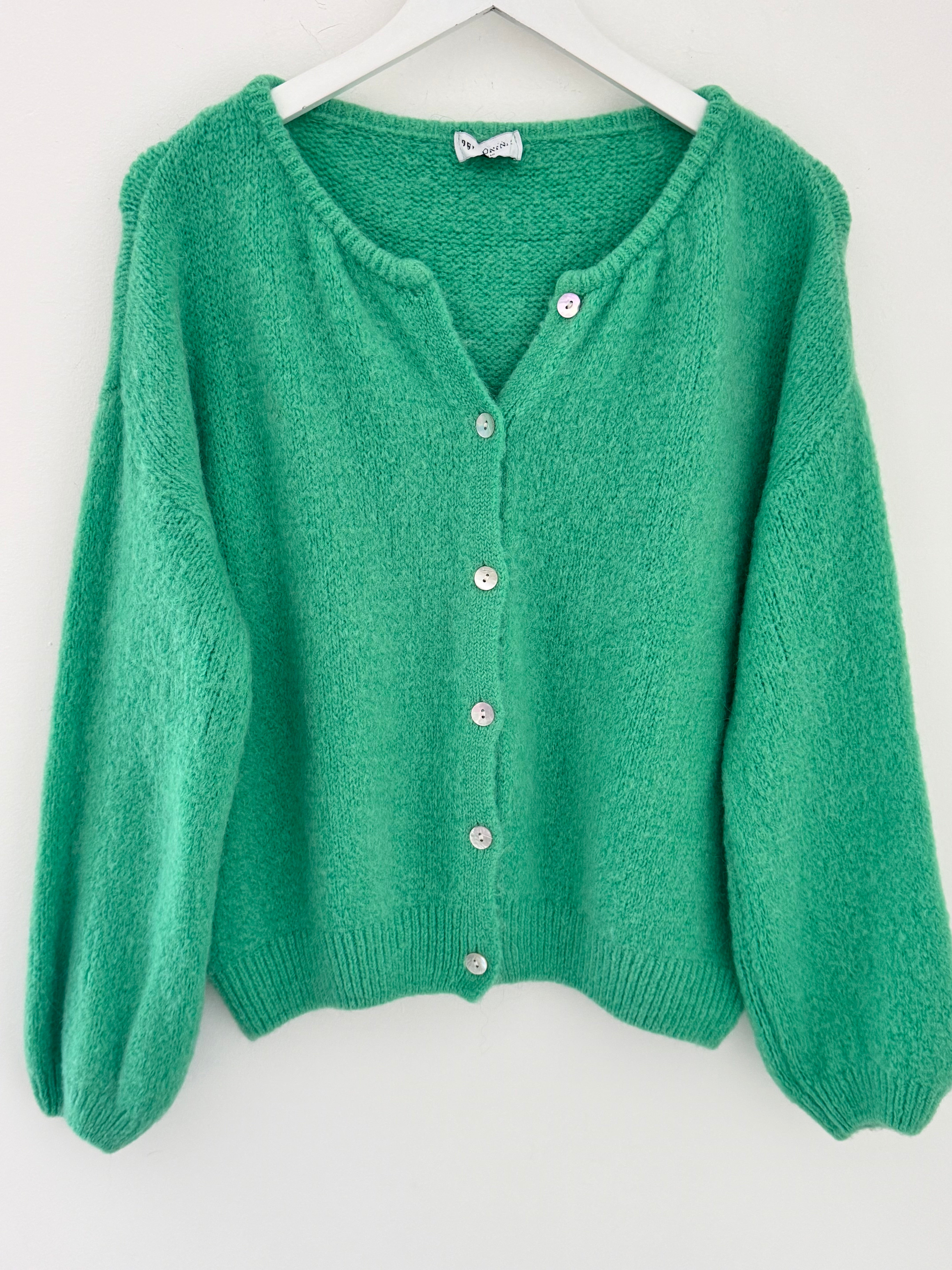 Alpaca Buttoned Cardi in Green