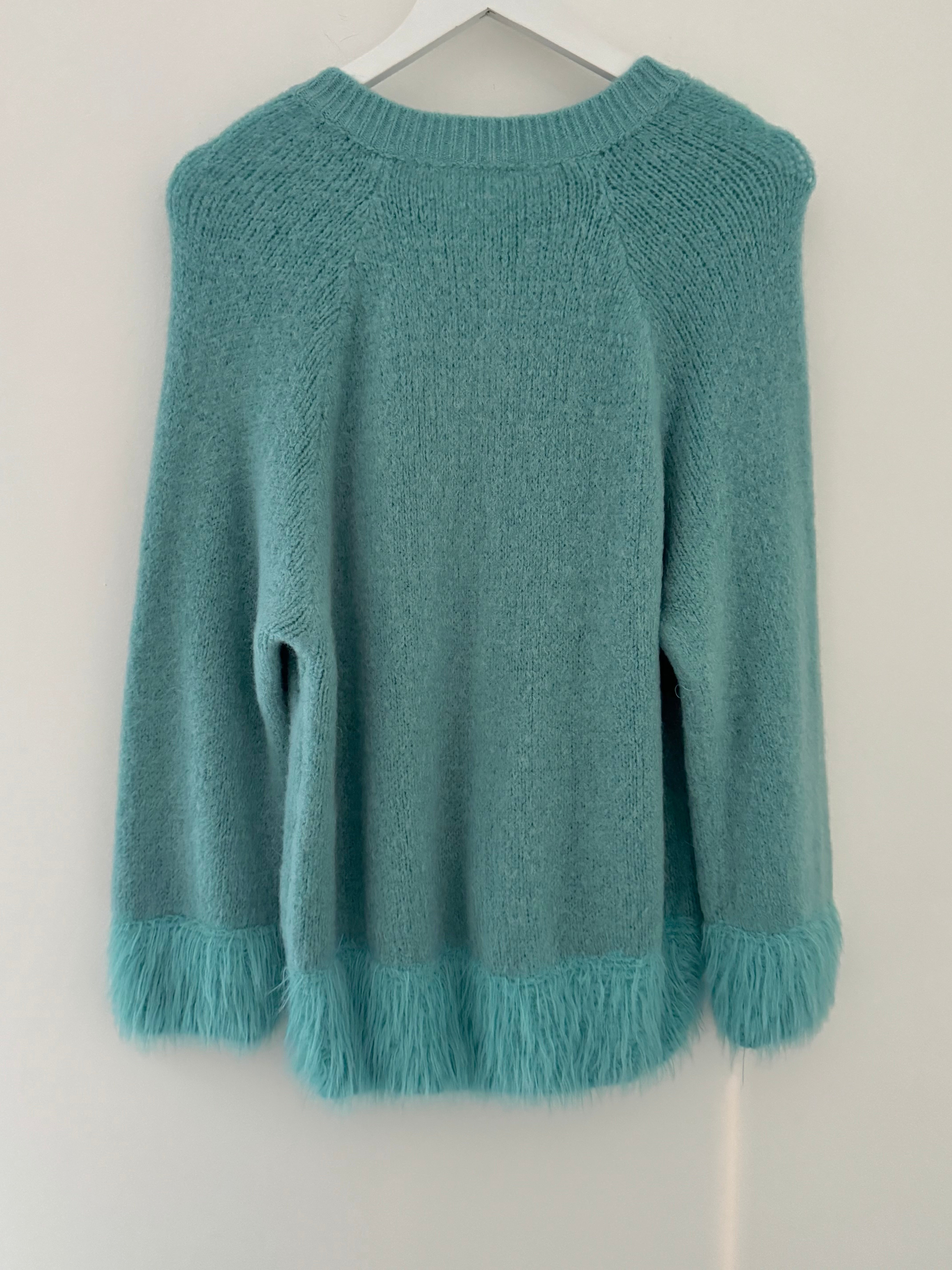 Luxe Fringe Cardigan in Seaspray