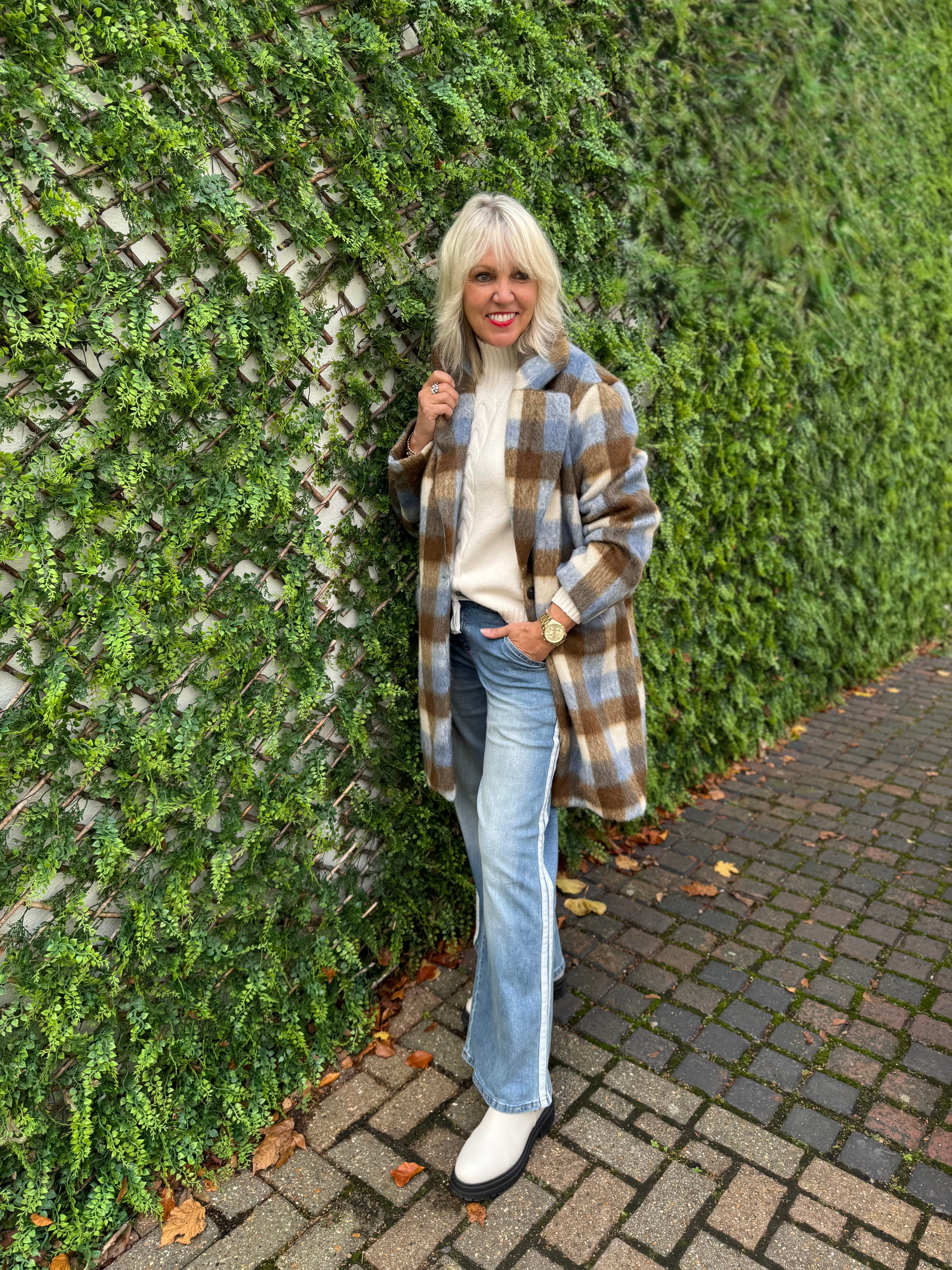 Soft Flared Jeans with Side Stripes in Light Denim