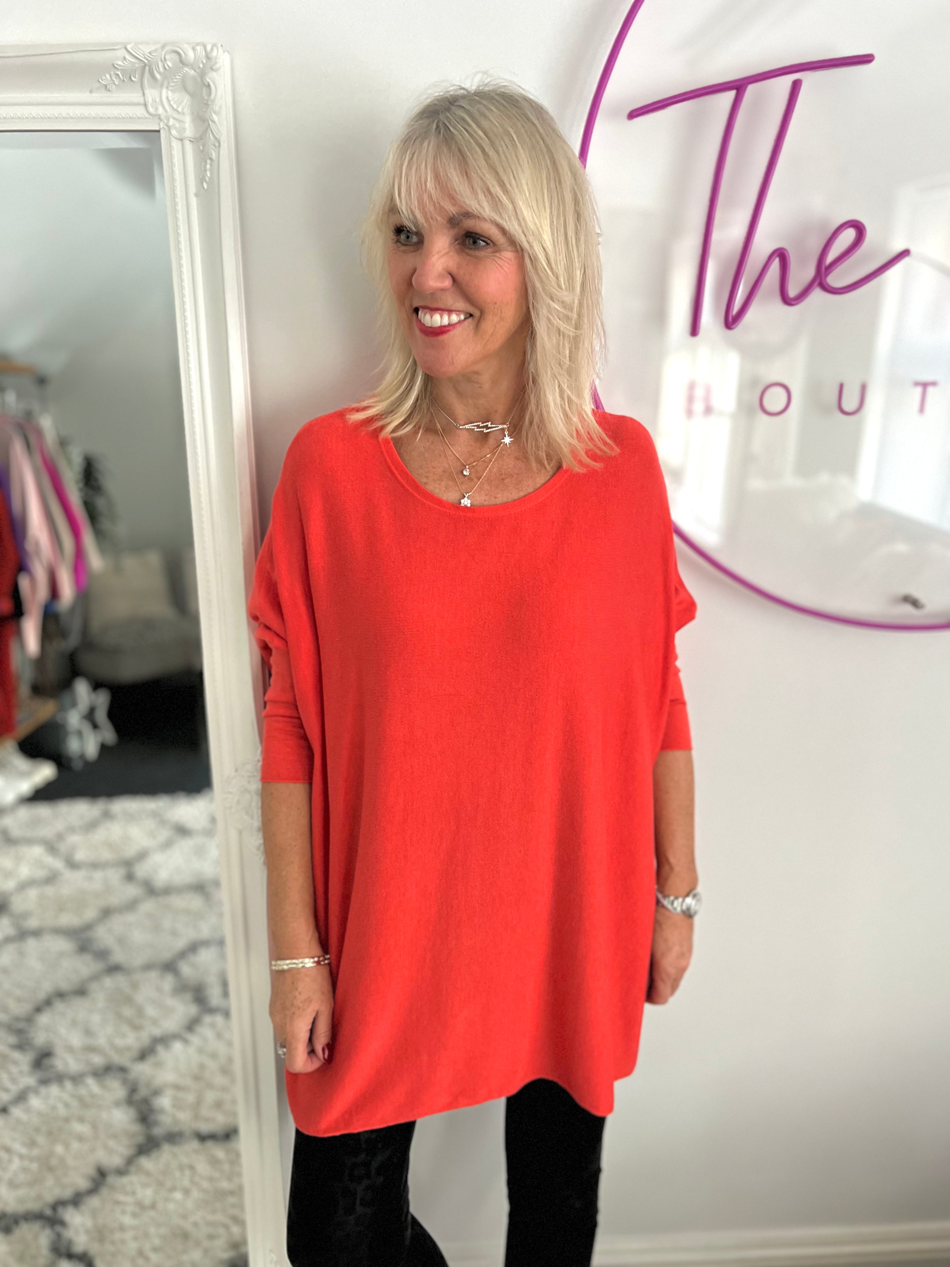Simple Oversized Jumper in Coral