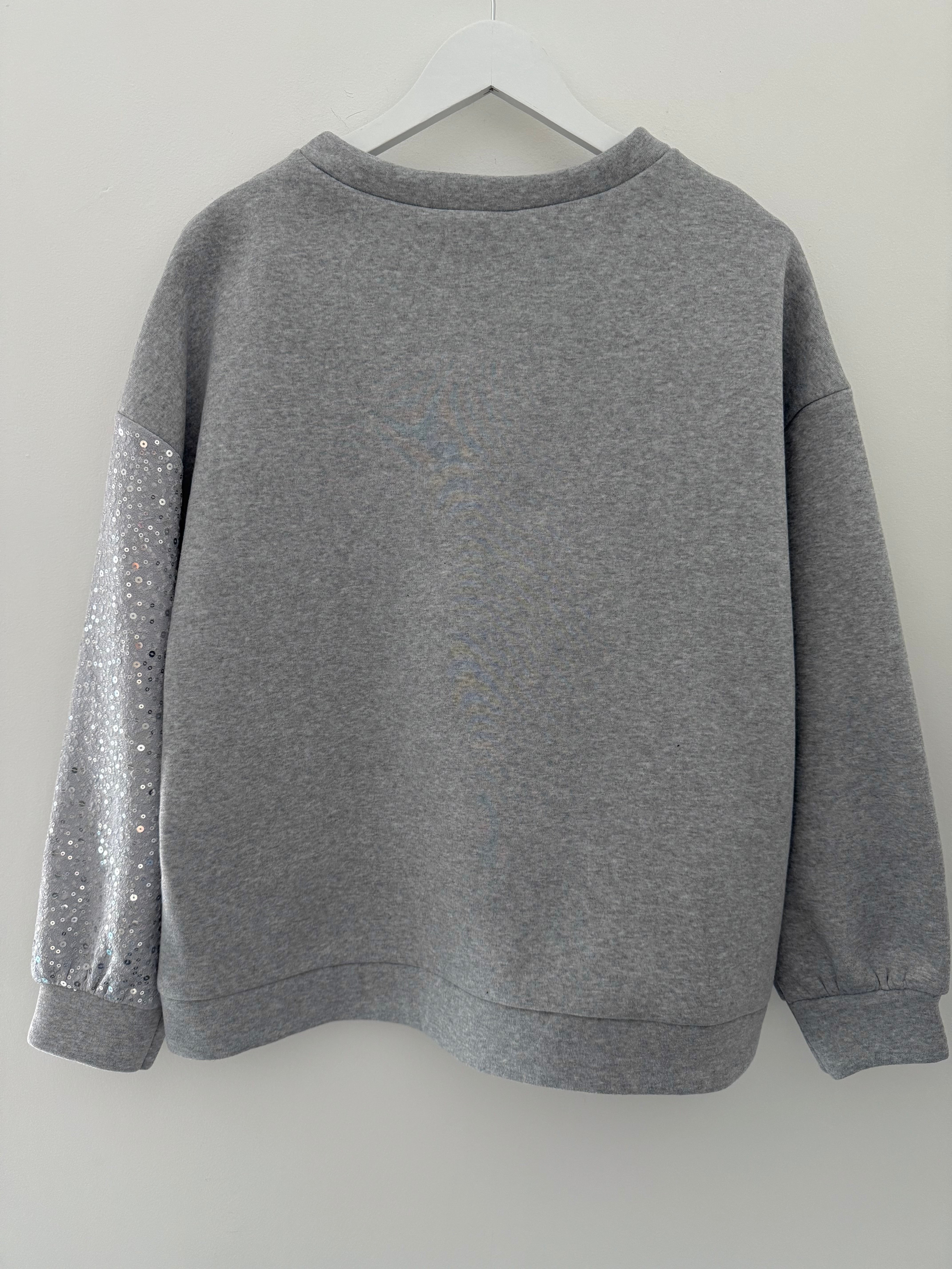 Sequin Star Sweatshirt in Grey & Silver