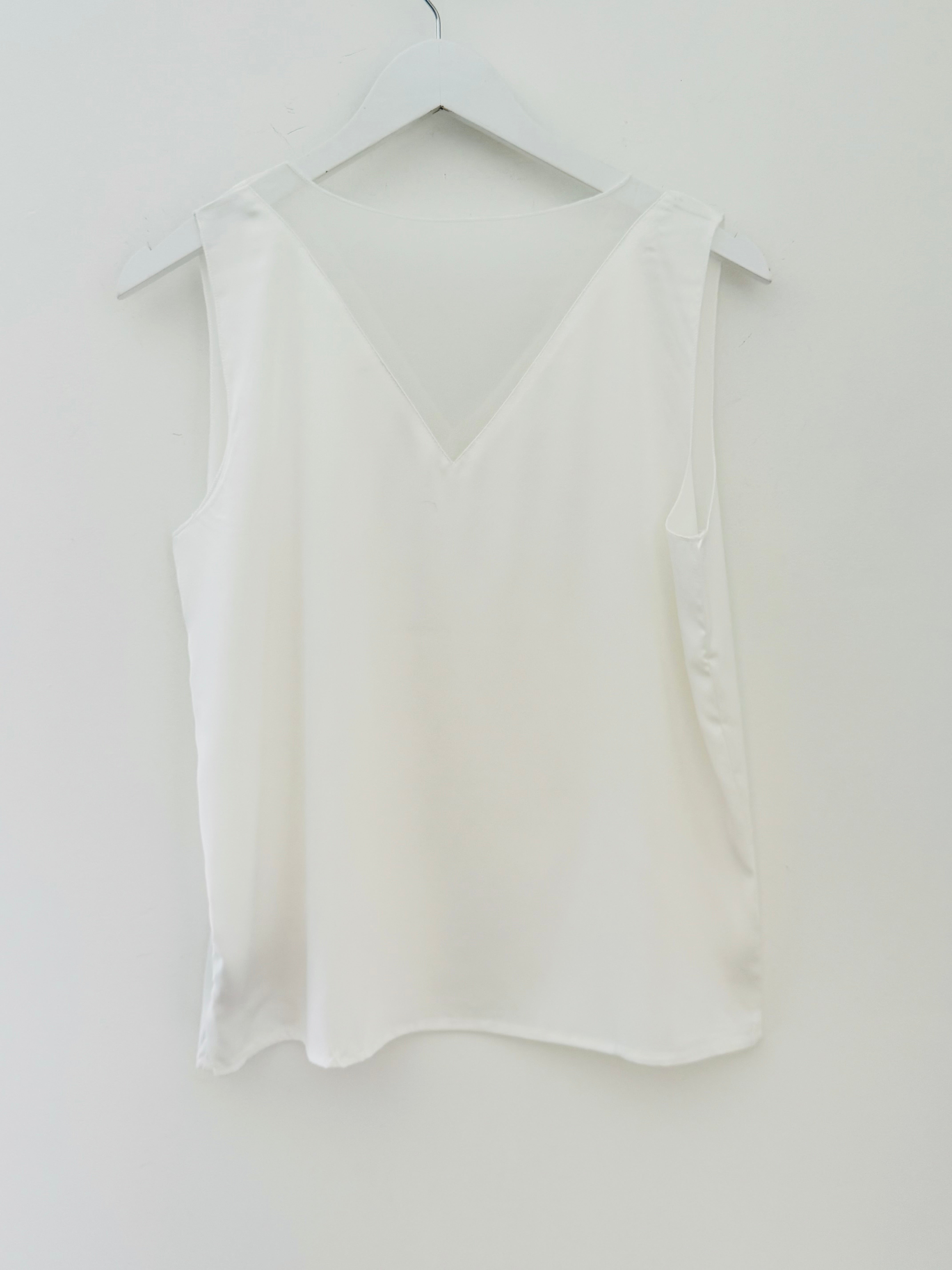 Silky V Neck Vest in Ivory