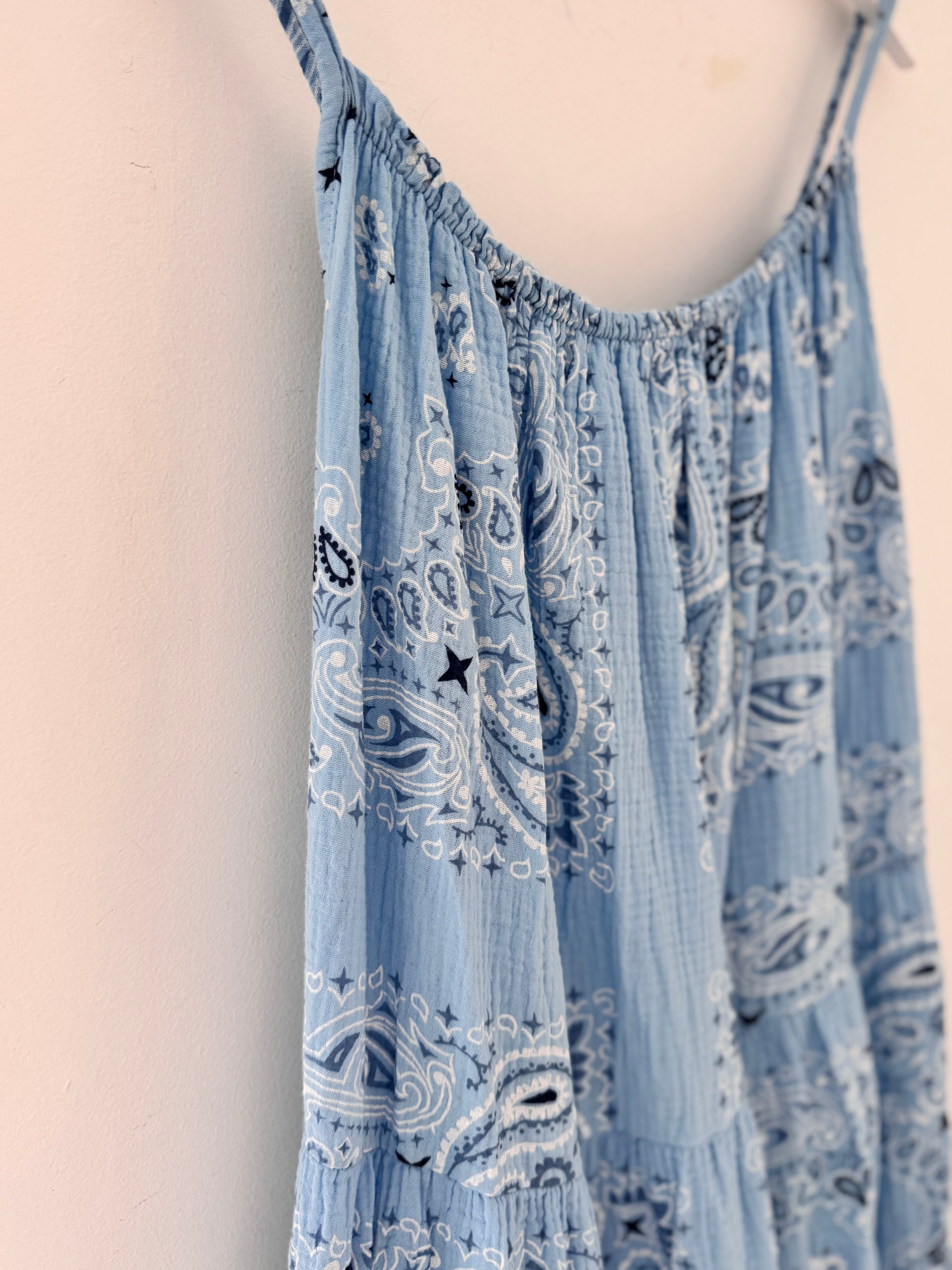 Paisley Cheesecloth Dress in Blue