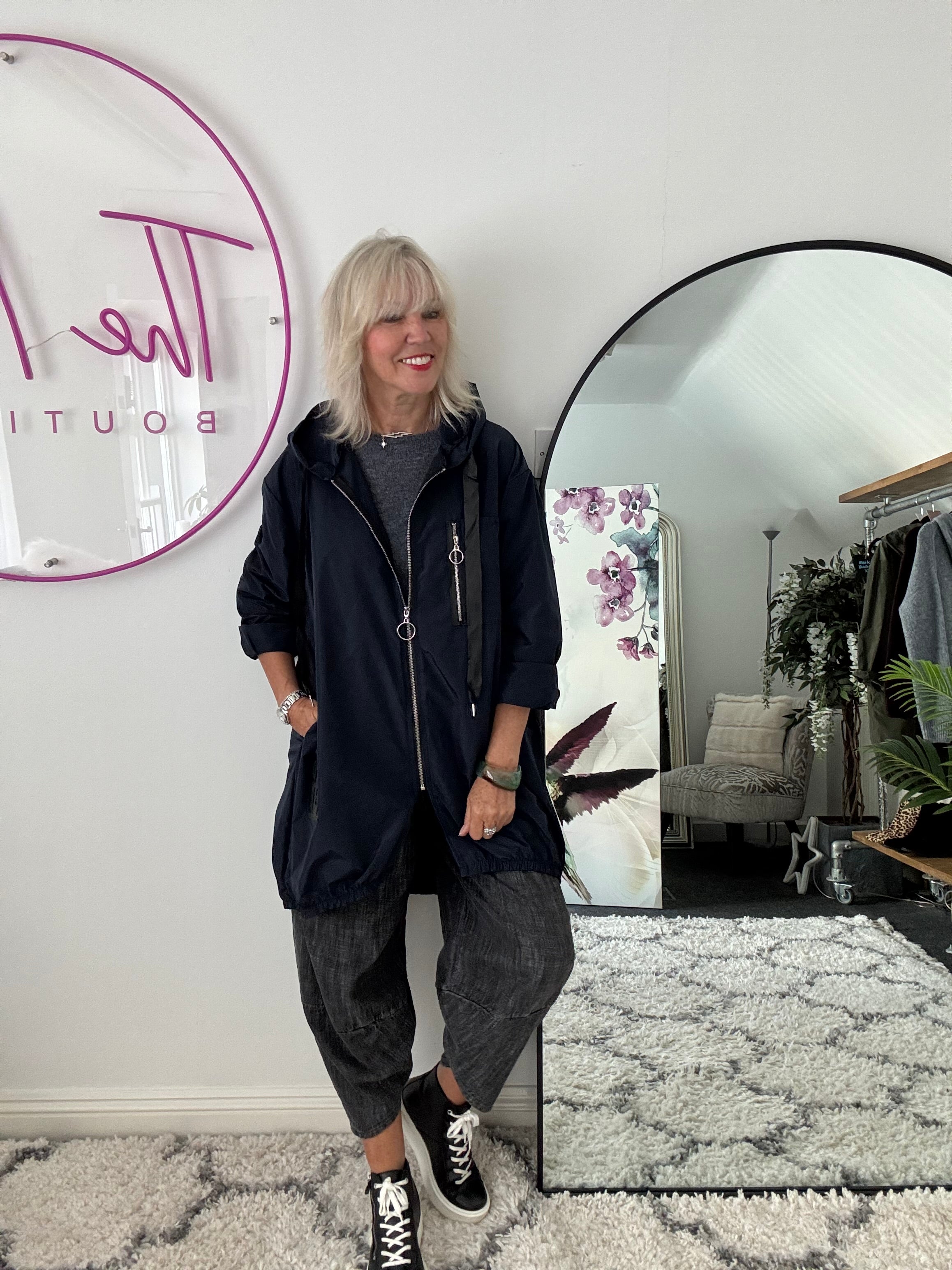 Hooded Zipped Parka in Navy