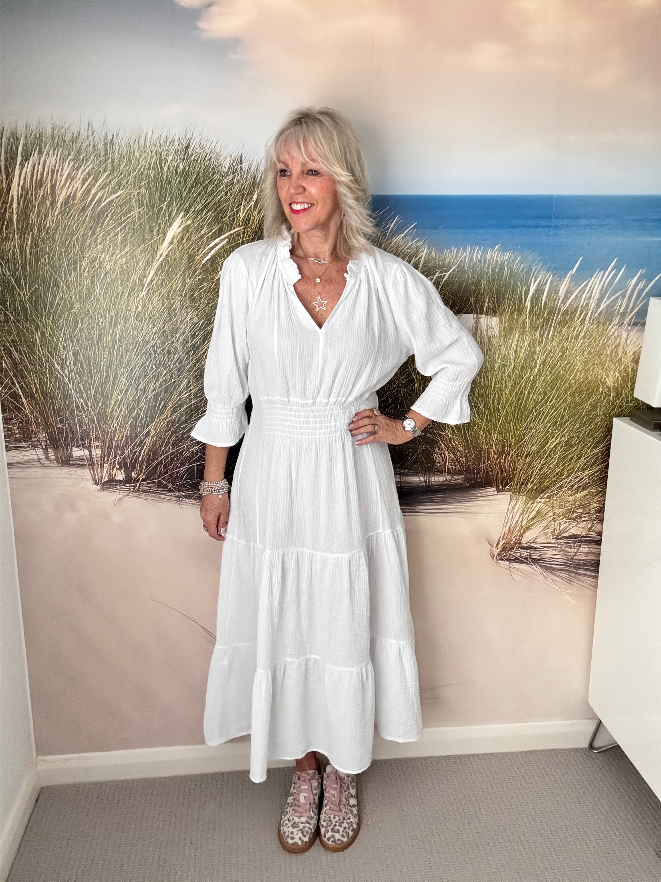 cheesecloth midi dress Wallis Women's Summer Cheesecloth Midi Dress in Khaki | Size: 8