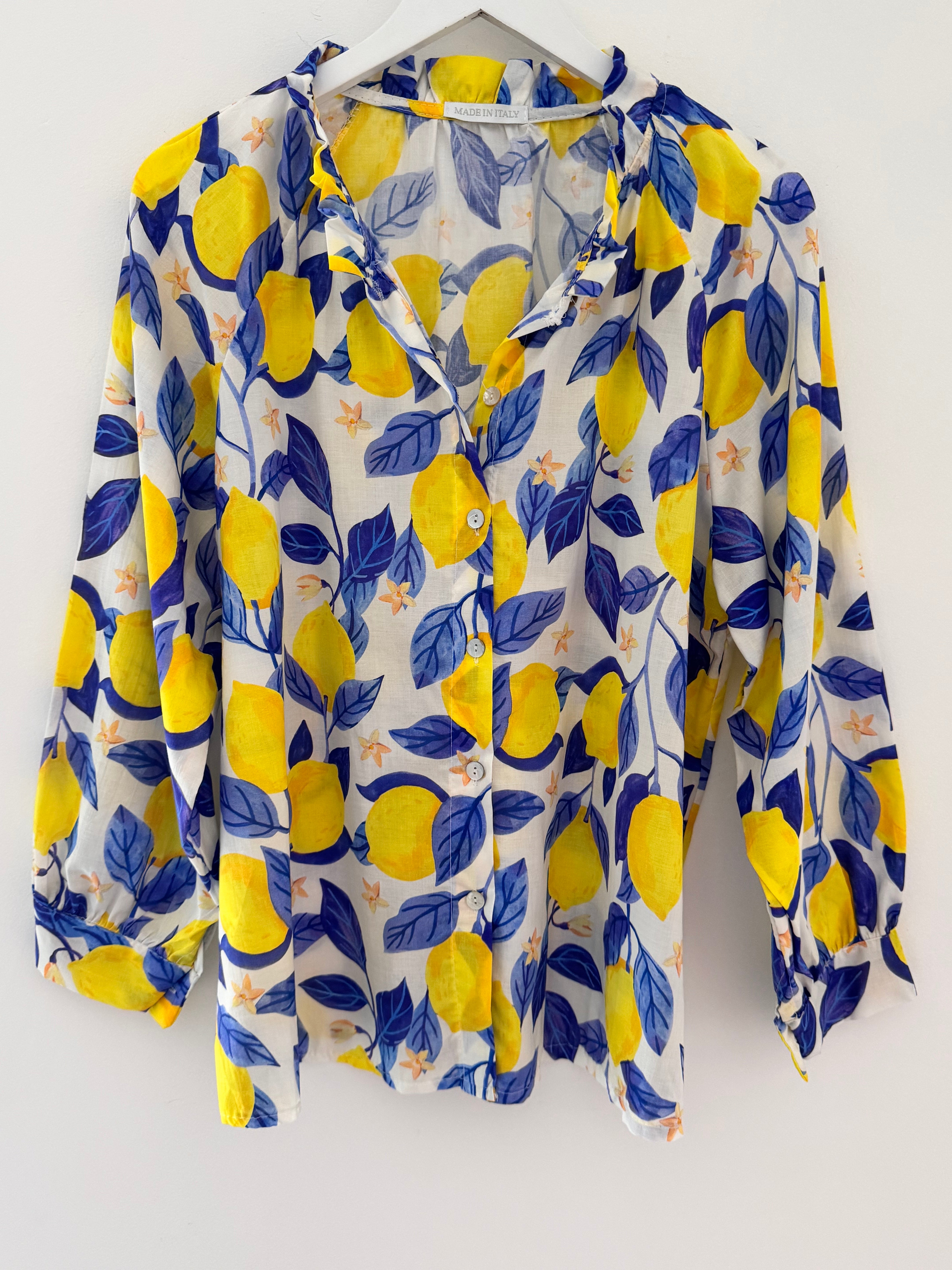 Lemons Blouse in Blue & Yellow