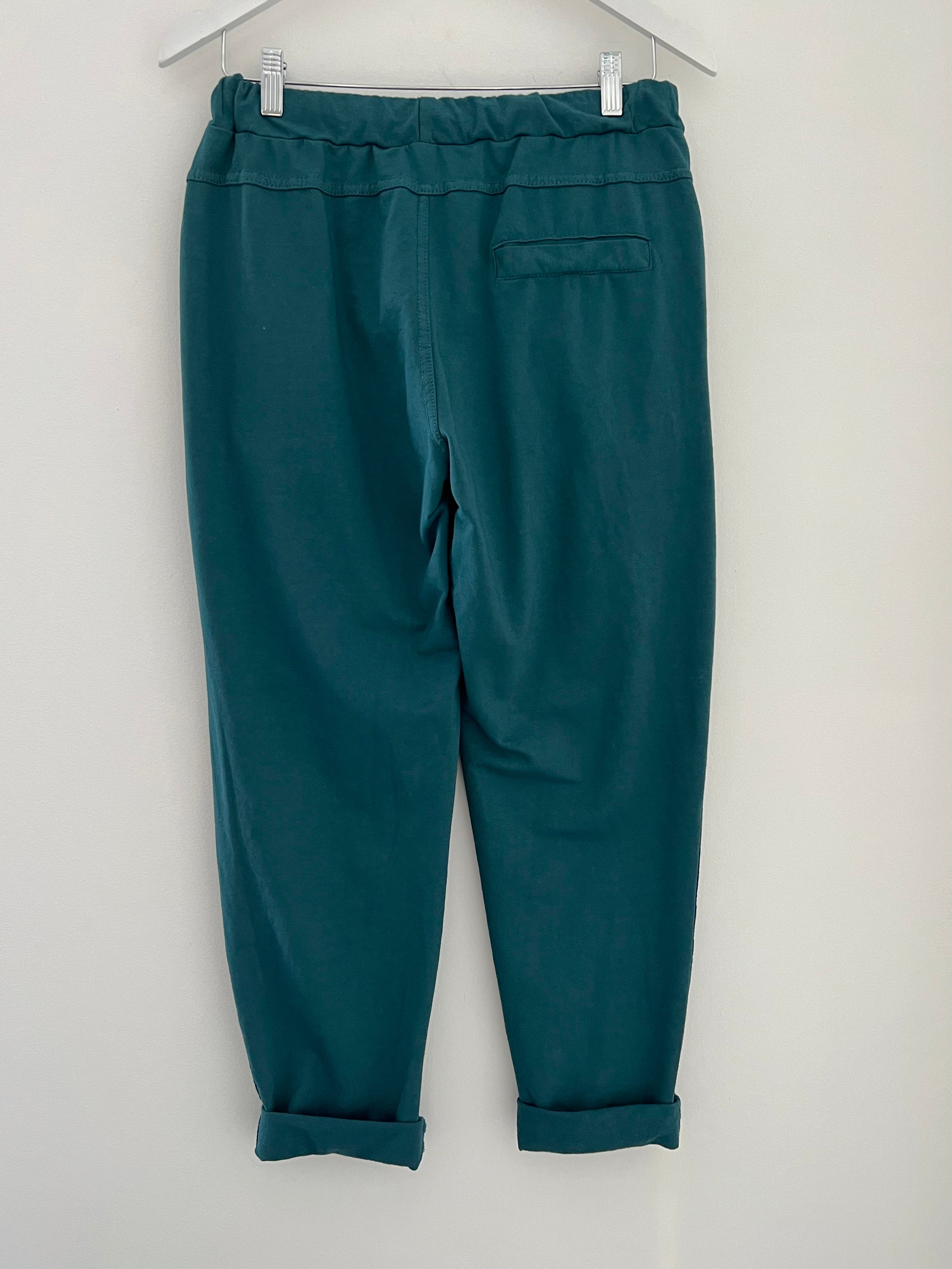 Jersey Stretch Joggers in Teal Green