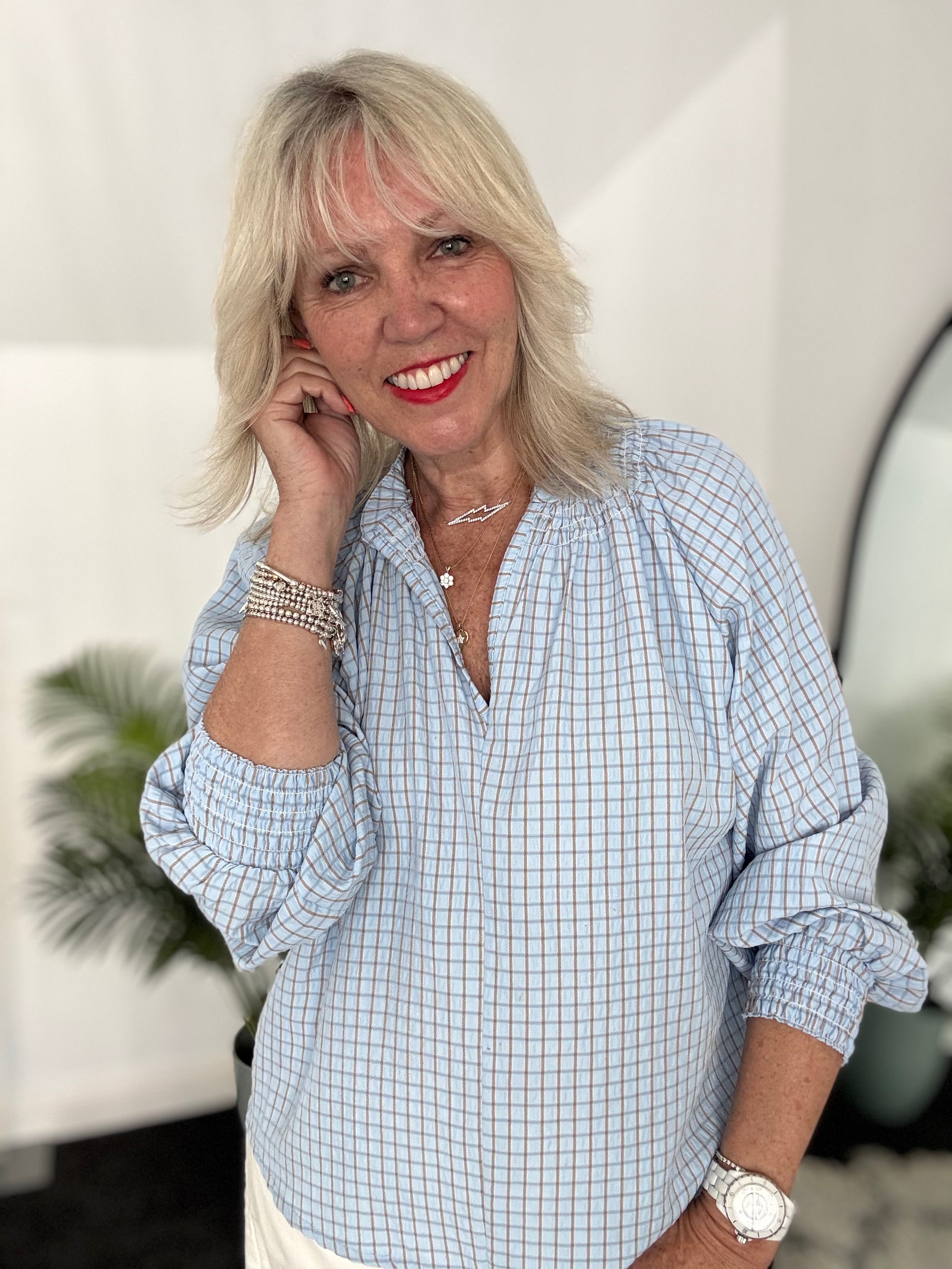 Checked Blouse in Blue