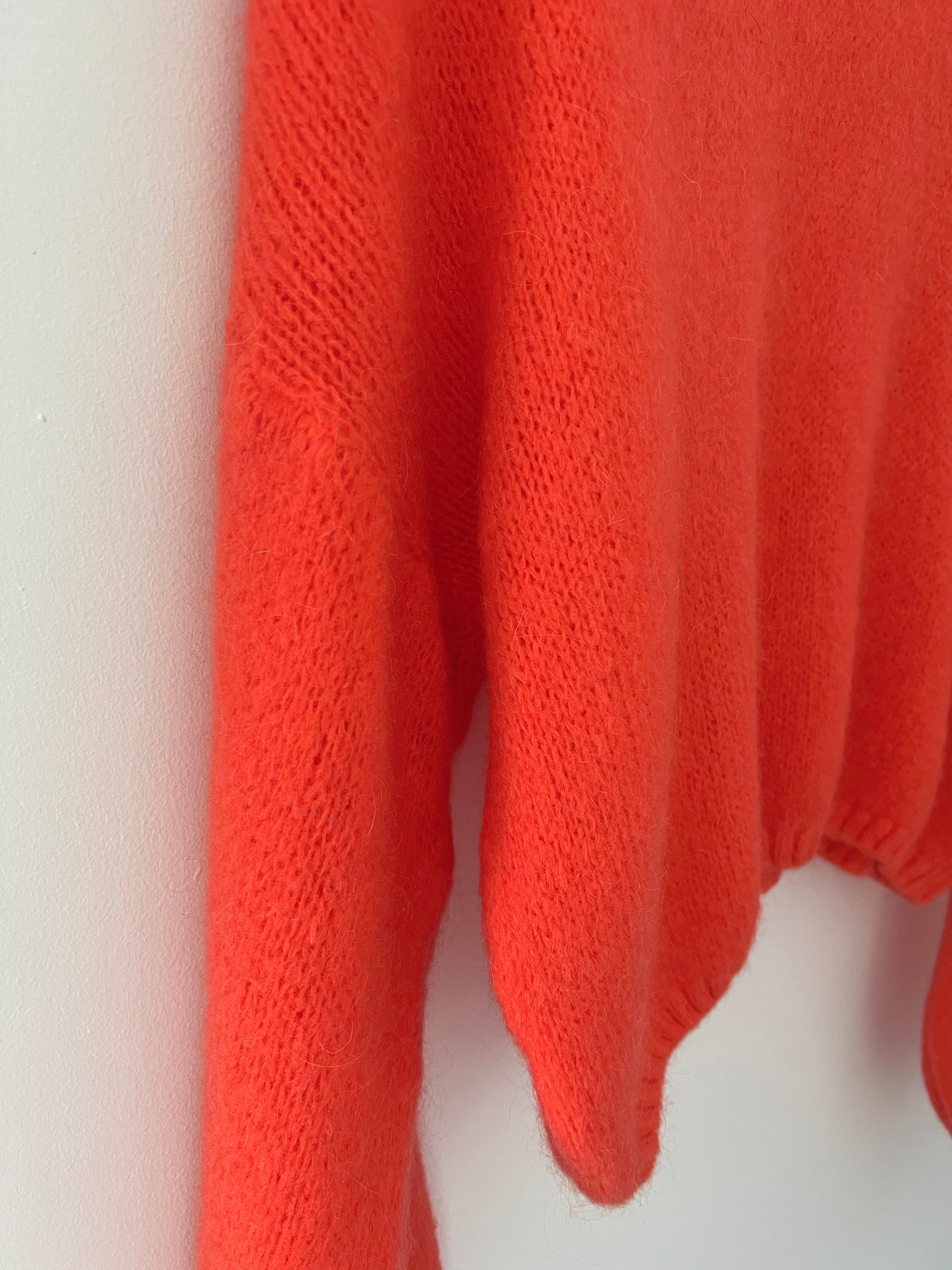 Round Neck Knit in Coral Orange