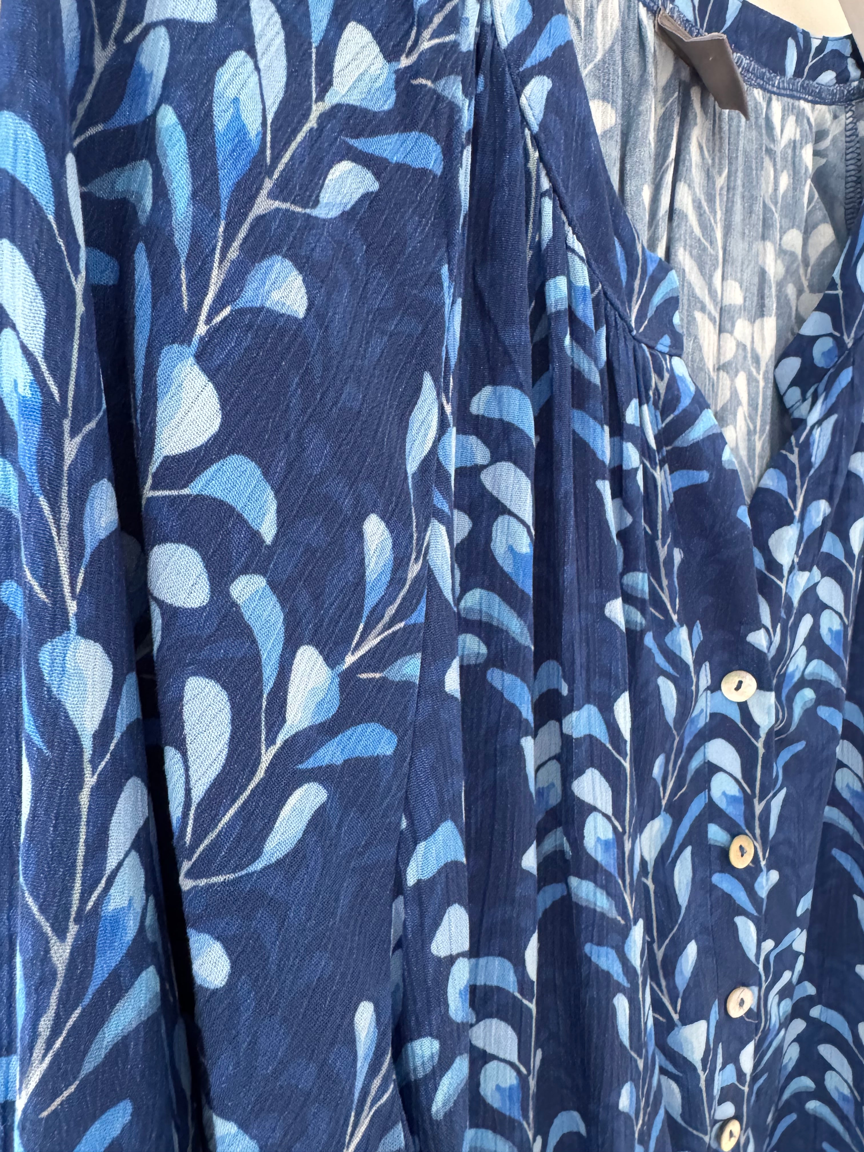 Leaf Print Blouse in Blue