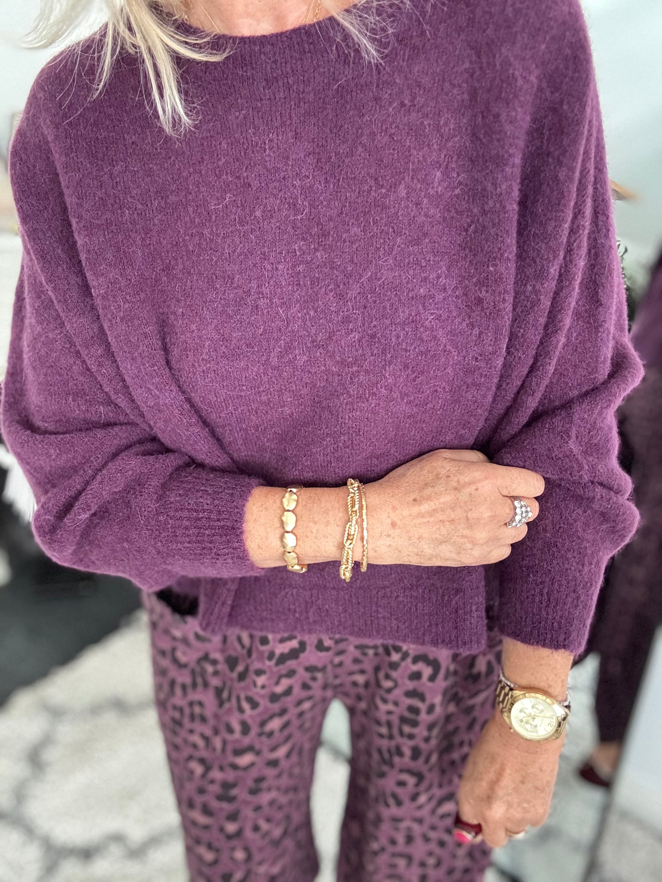 Luxe Slouchy Alpaca Jumper in Plum
