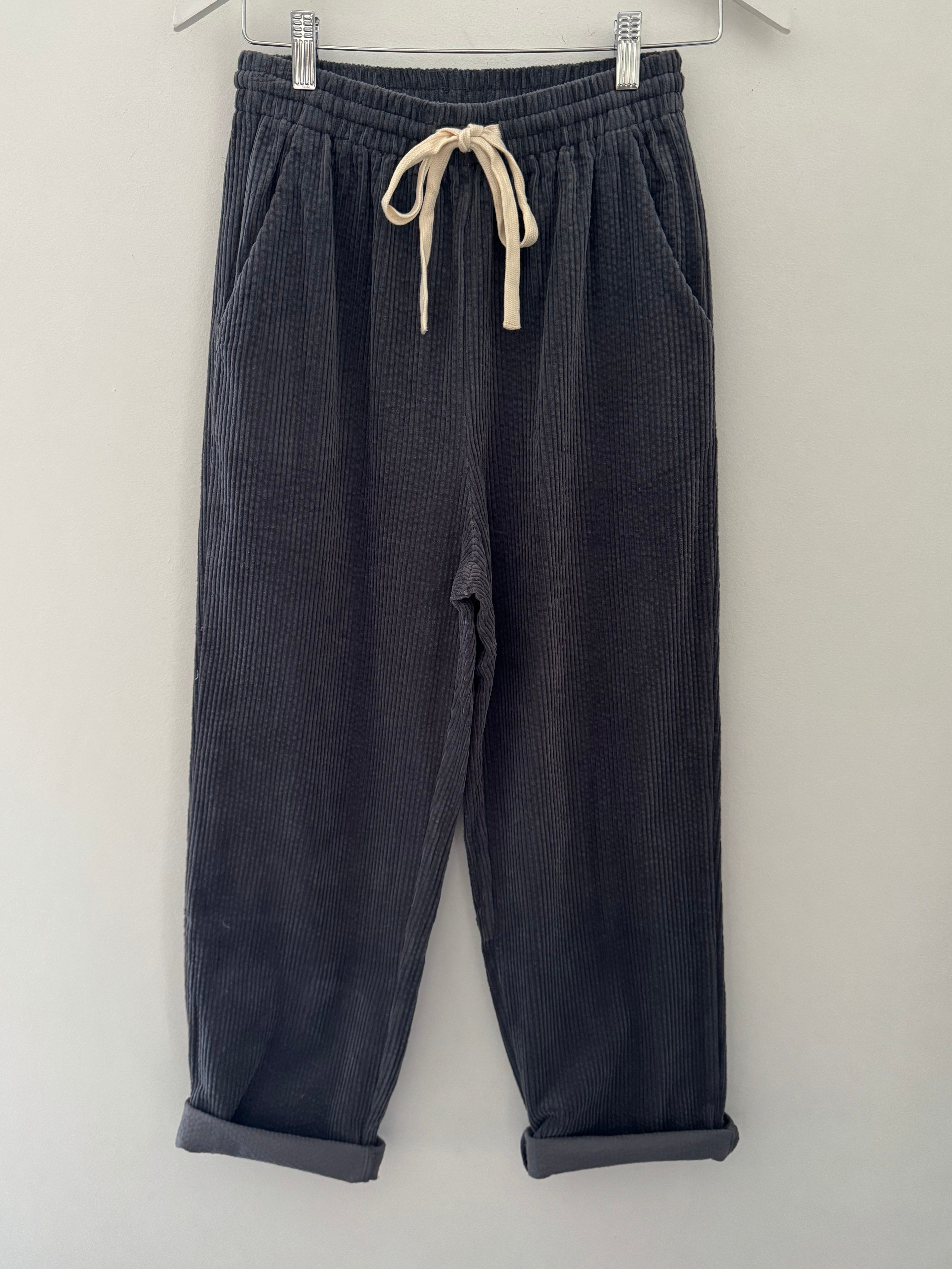 Luxe Cord Joggers in Deep Grey