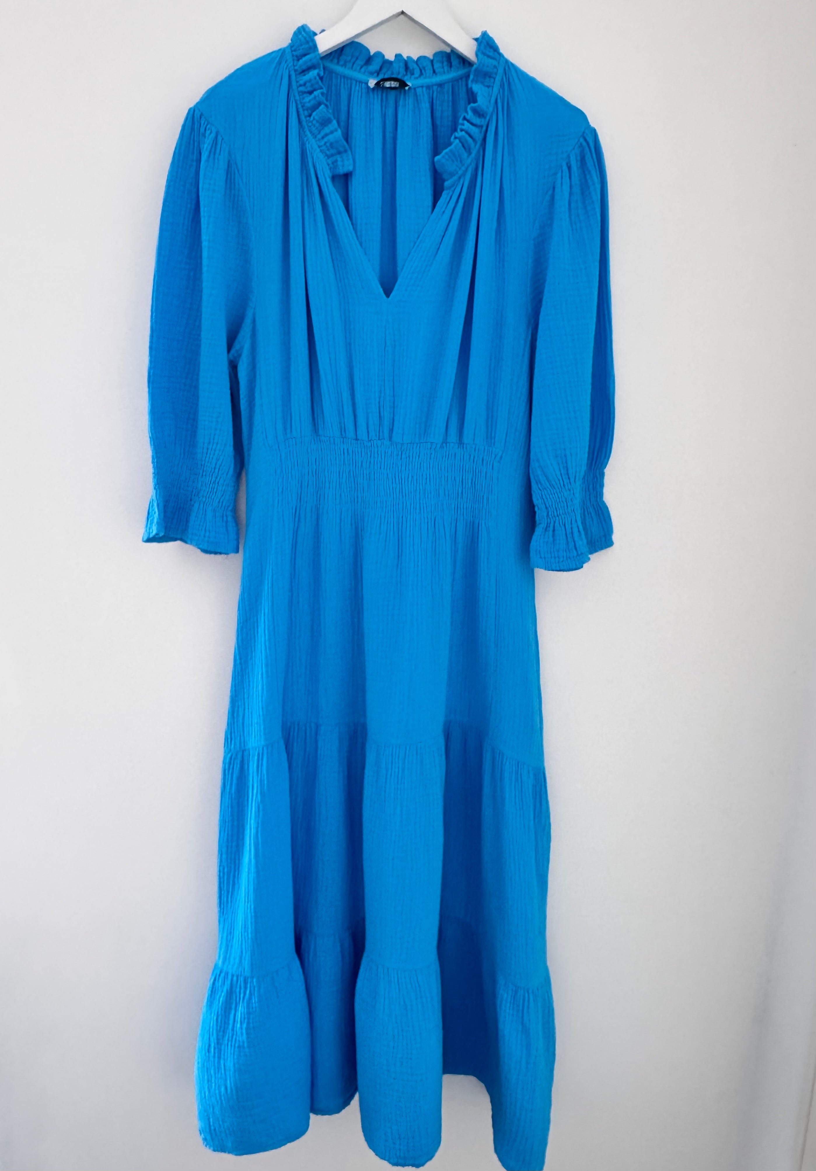 Cheesecloth Midi Dress in Azure Blue